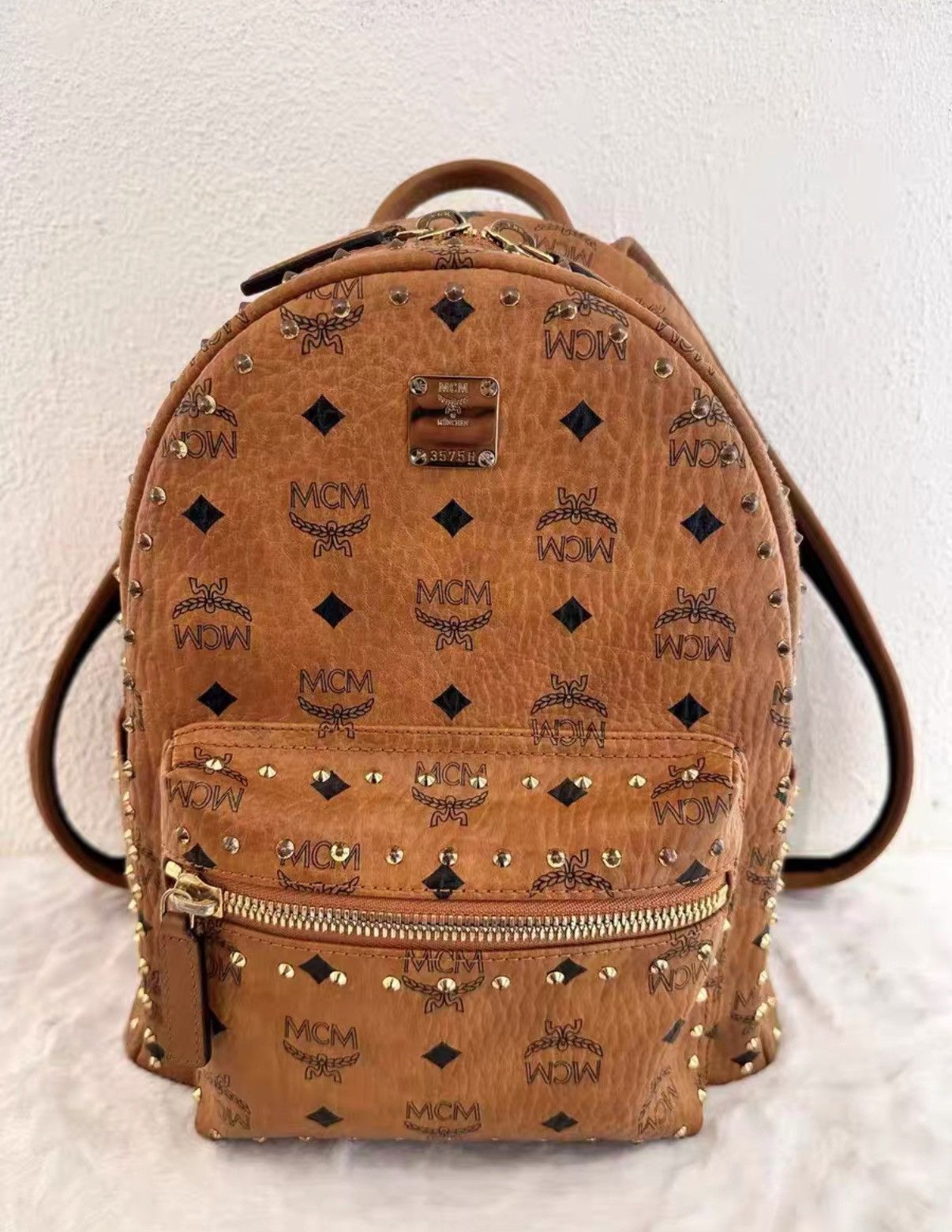 MCM MCM backpack in cognac classic monogram pattern J38 Size ONE SIZE - 1 Thumbnail
