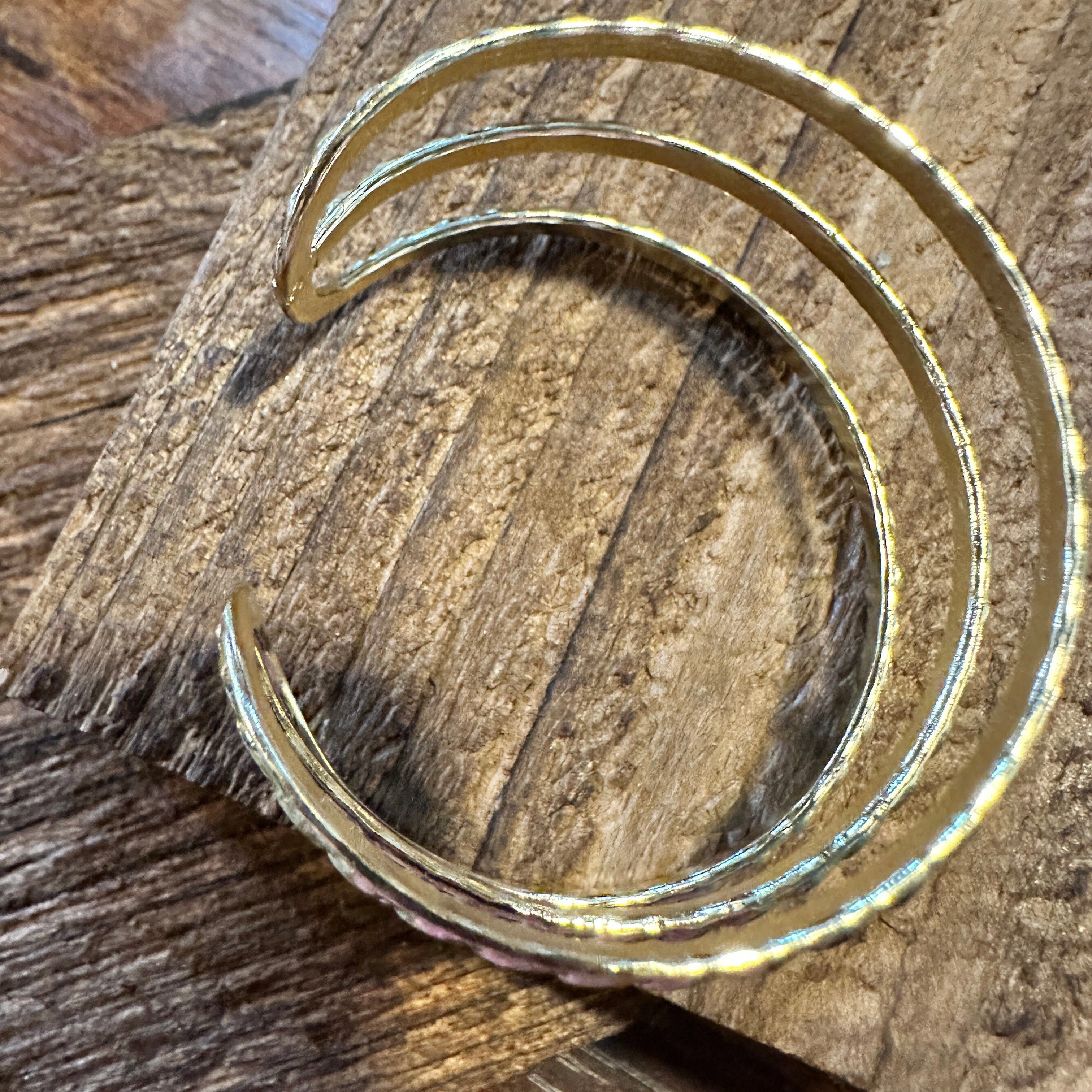 Other Handcrafted Boho Gold Plated Adjustable Cuff Bracelet - 3 Te Size ONE SIZE - 9 Thumbnail