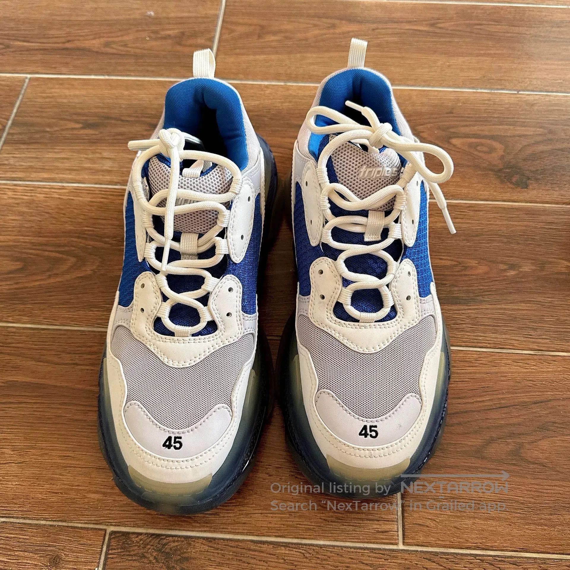 Balenciaga Balenciaga Triple S White Blue Sneakers. Size US 11 / EU 44 - 1 Thumbnail