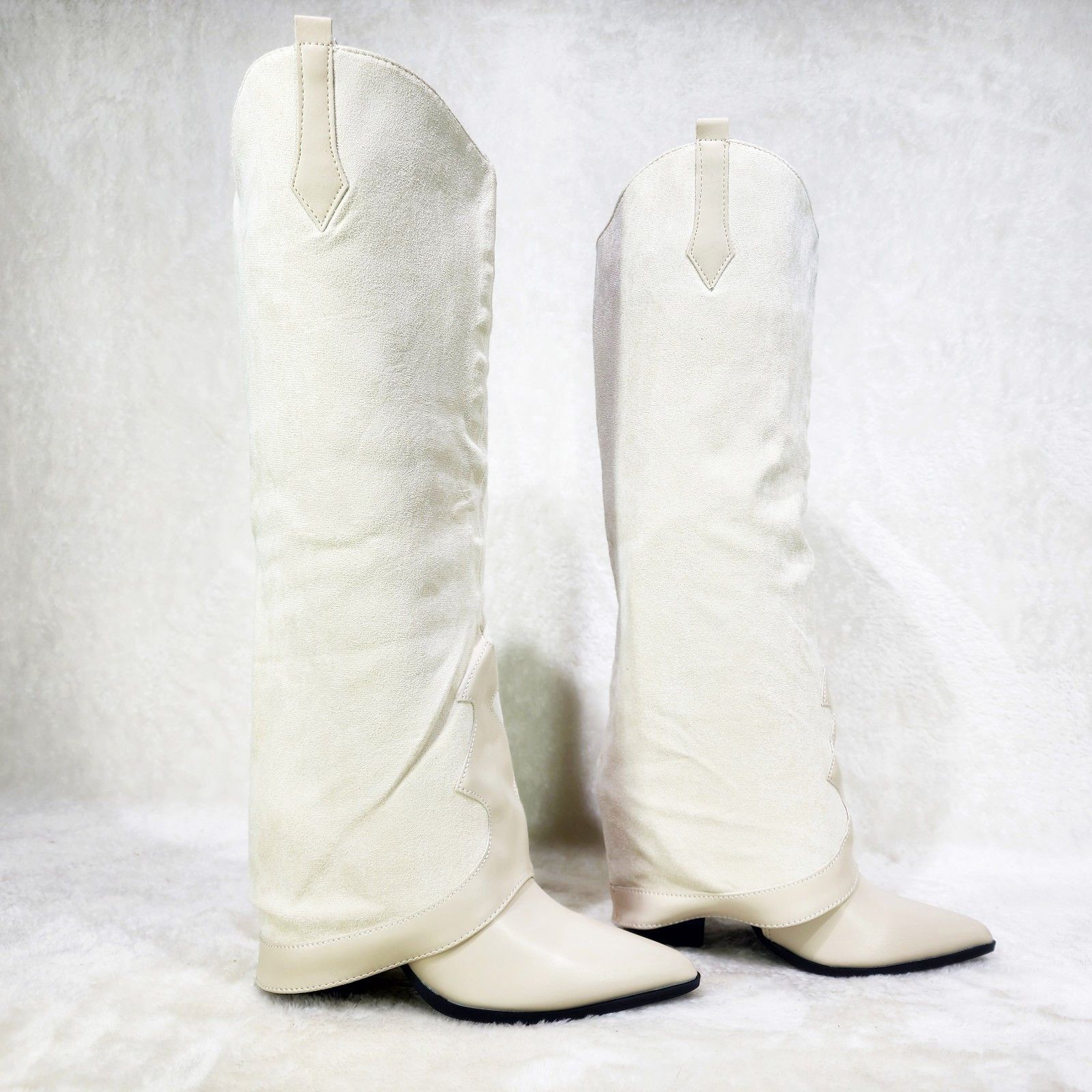 Branded Cream Beige Skirted Fold Over Country Western Knee H