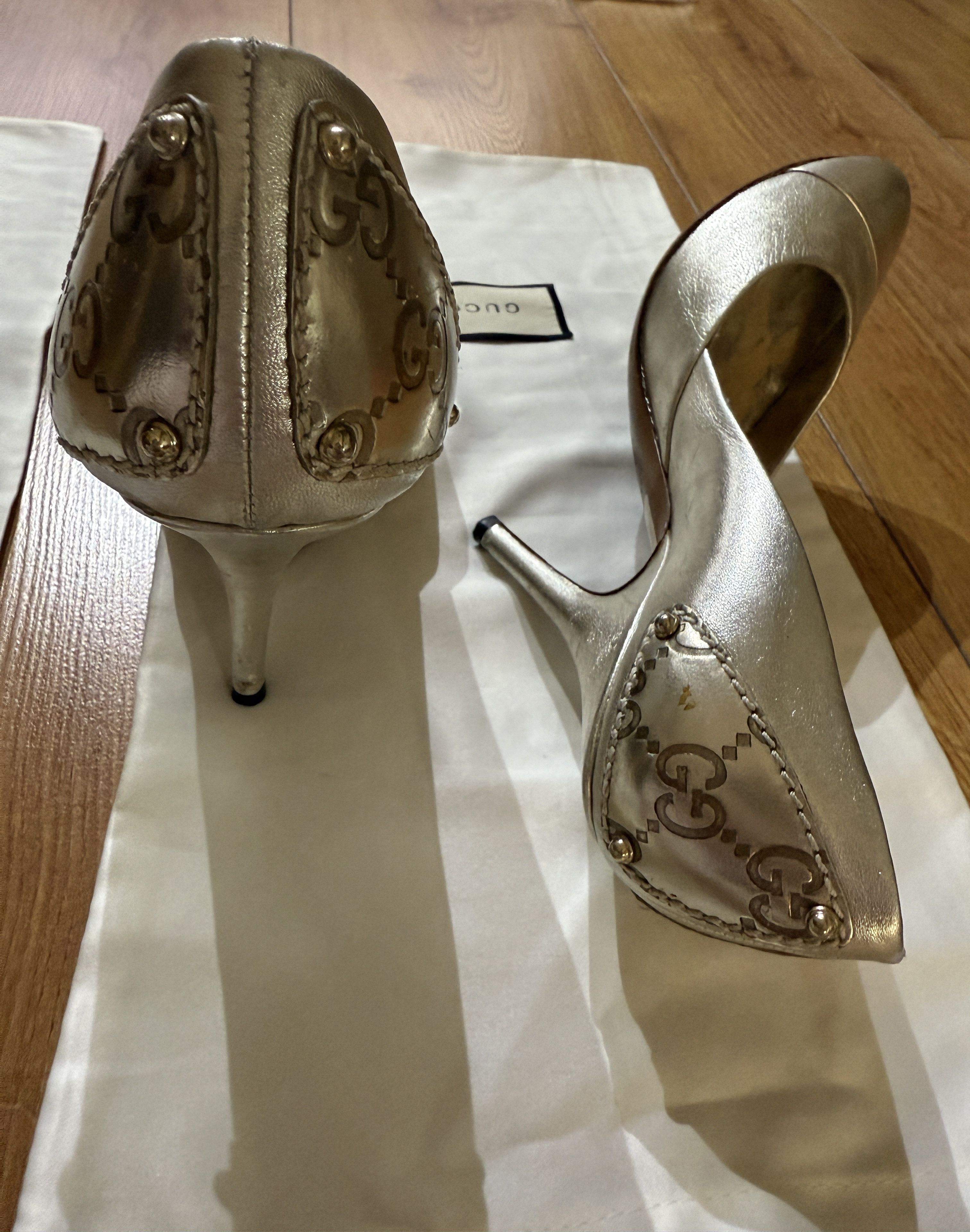 Gucci Gucci silver GG heels Size US 7 / IT 37 - 2 Thumbnail
