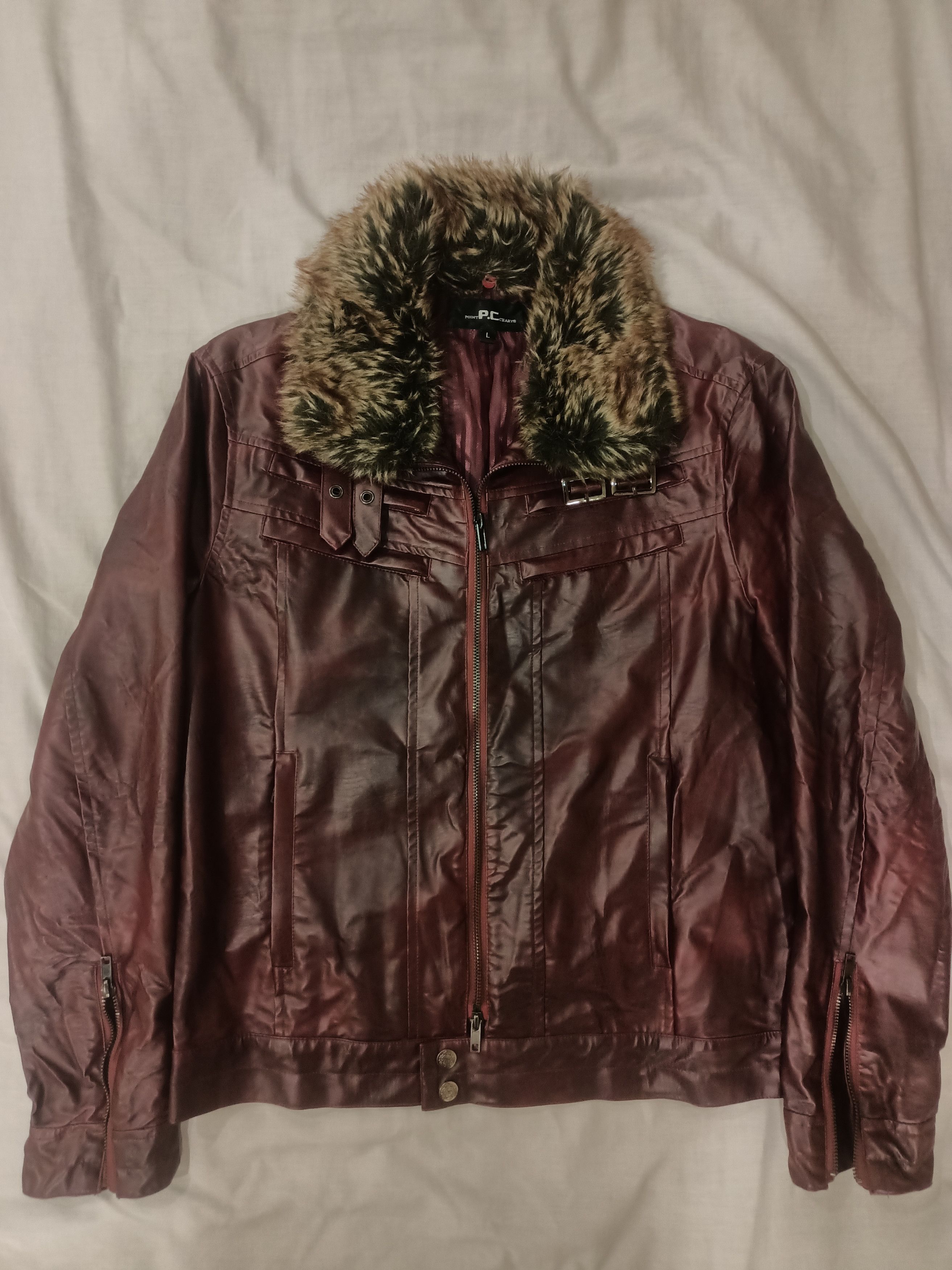 Japanese Brand Rattle Trap Fur Collar Red Leather Jacket | Grailed