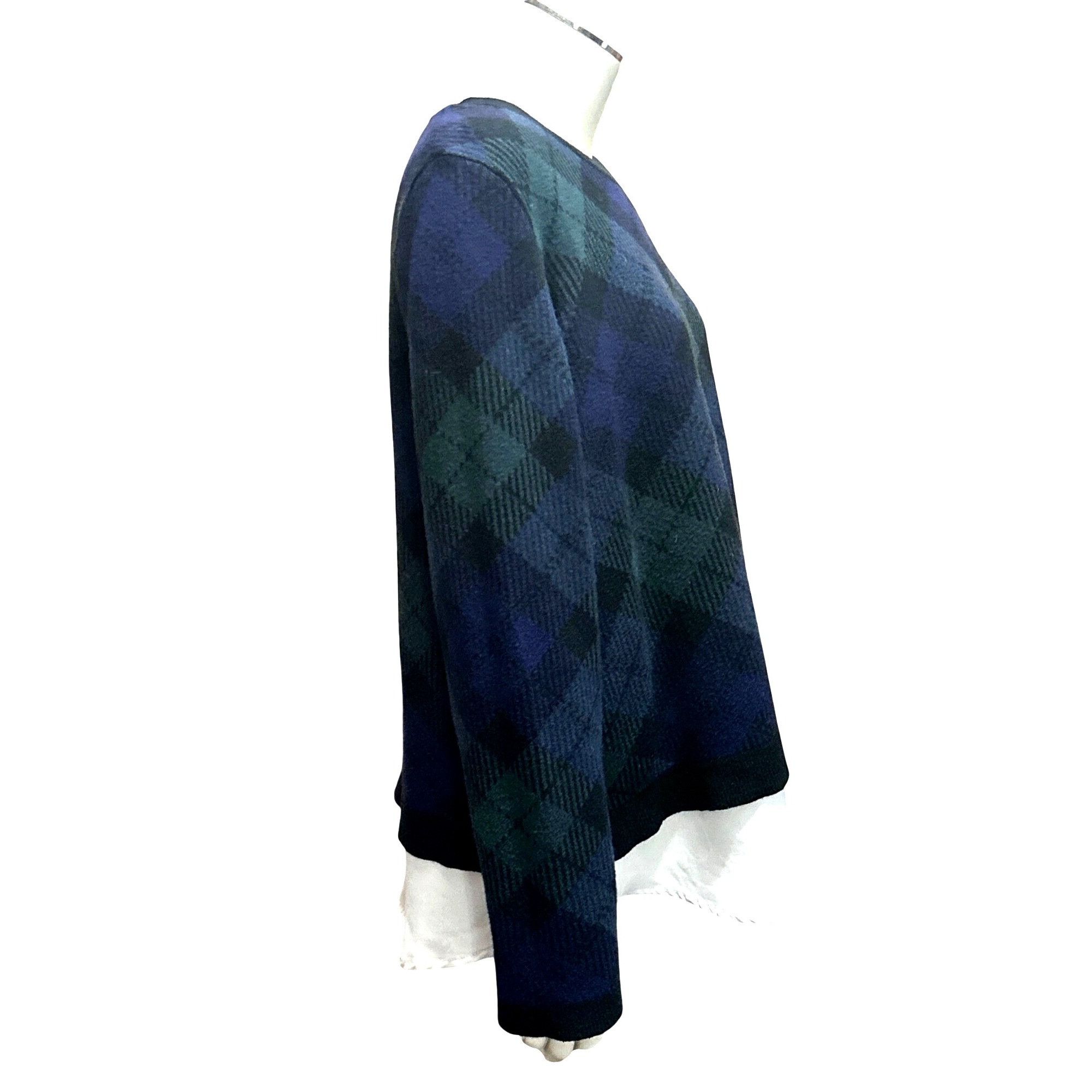 Anne Klein Anne Klein Size L Navy Teal Plaid Argyle Crewneck Sweater Pr Size L / US 10 / IT 46 - 5 Thumbnail