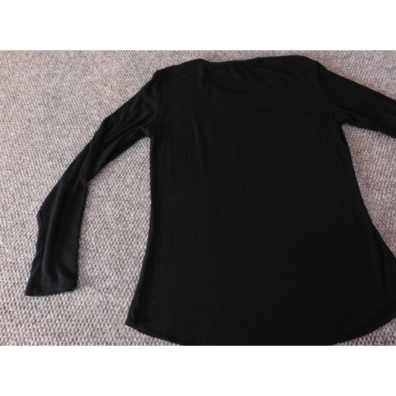 Vintage Magaschoni Womens Sweater S black pullover stretch rayon classic Puff Sleeve Bow Button Crew Neck Knit Thermal Size S / US 4 / IT 40 - 7 Thumbnail