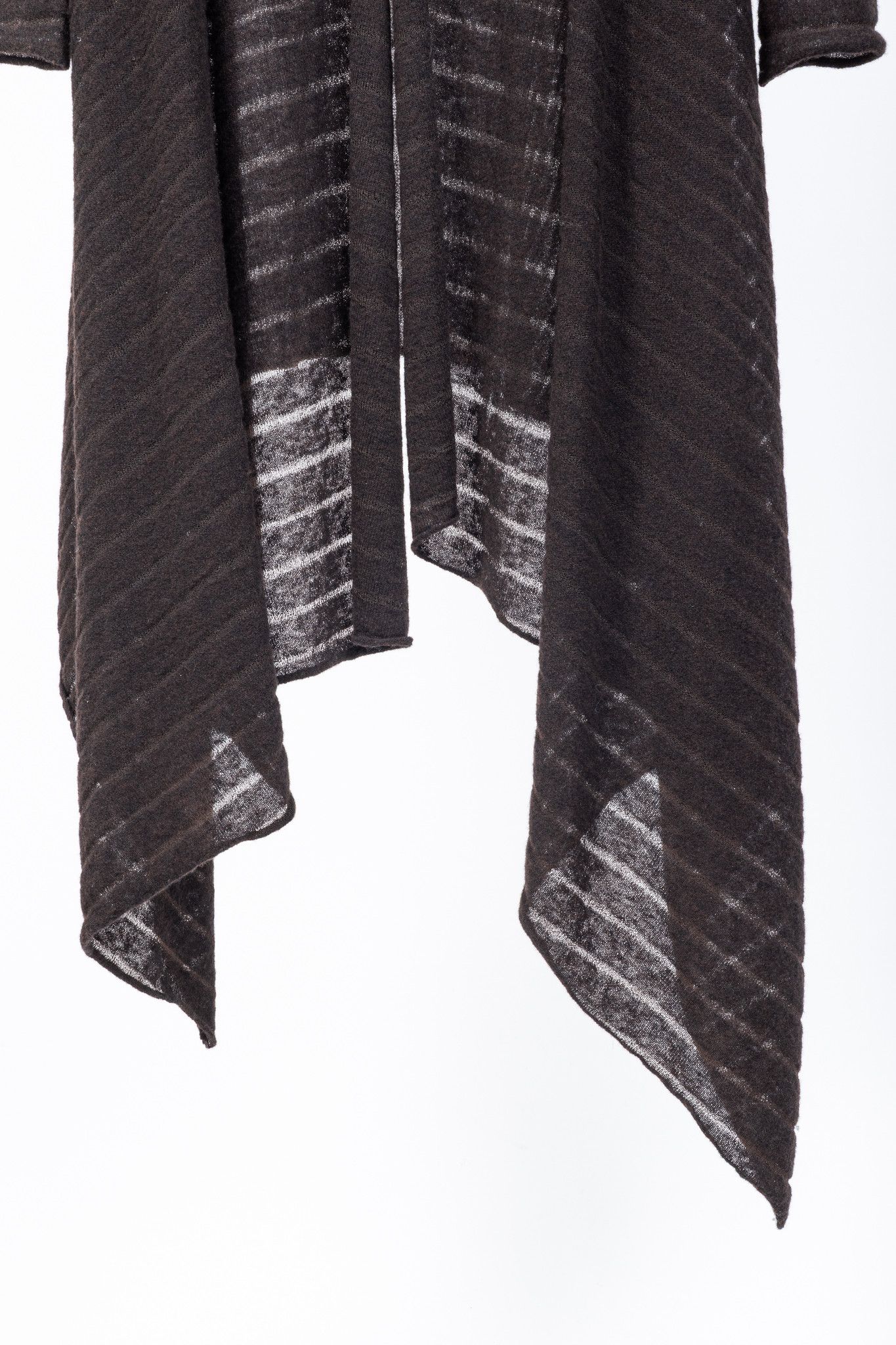 Sarah Pacini Sarah Pacini Brown Wool-Blend Burnout-Stripe Cardigan Size ONE SIZE - 7 Thumbnail