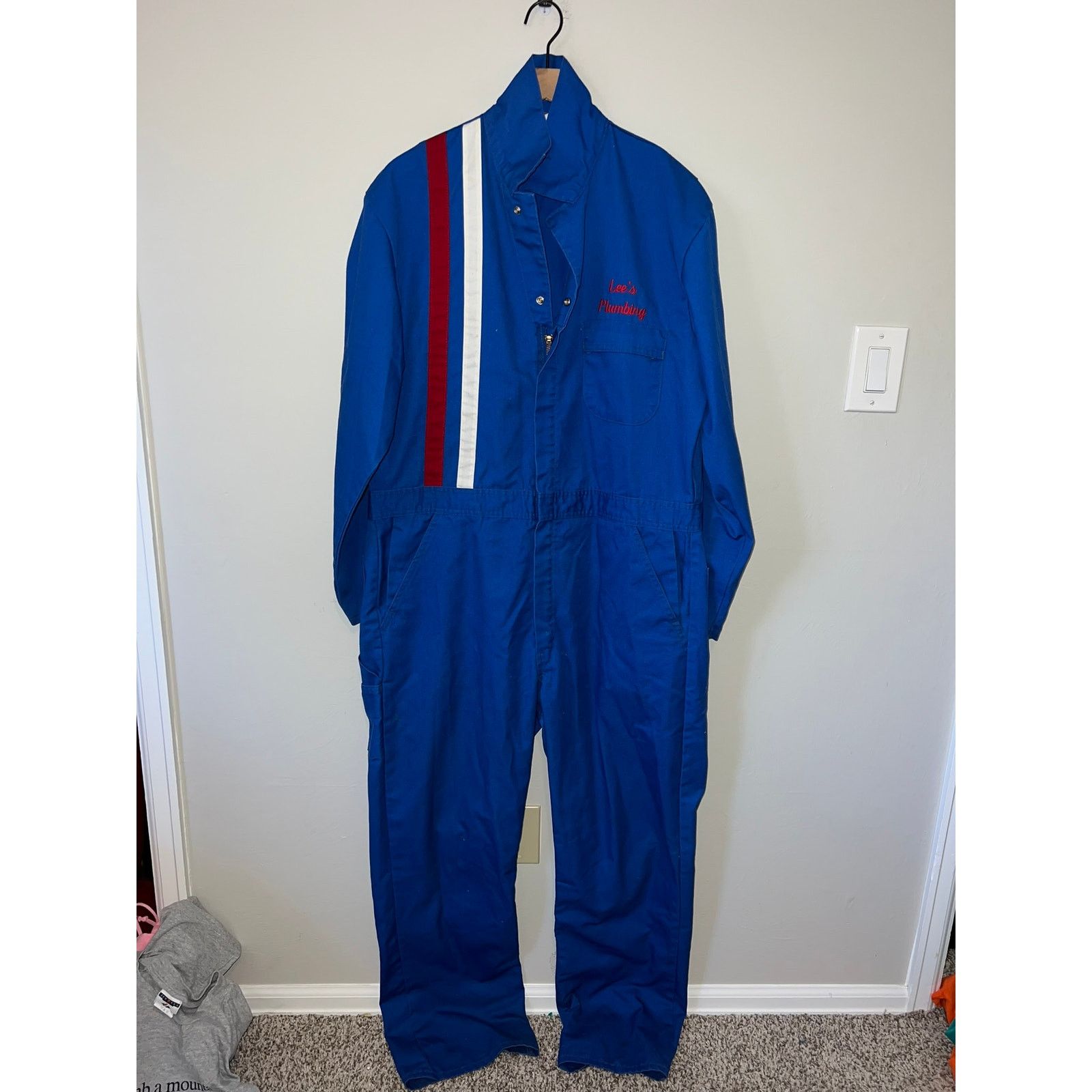 Vintage Wear Guard Lee's Plumbing Blue Work Coverall Overall Talon Size US XL / EU 56 / 4 - 1 Thumbnail