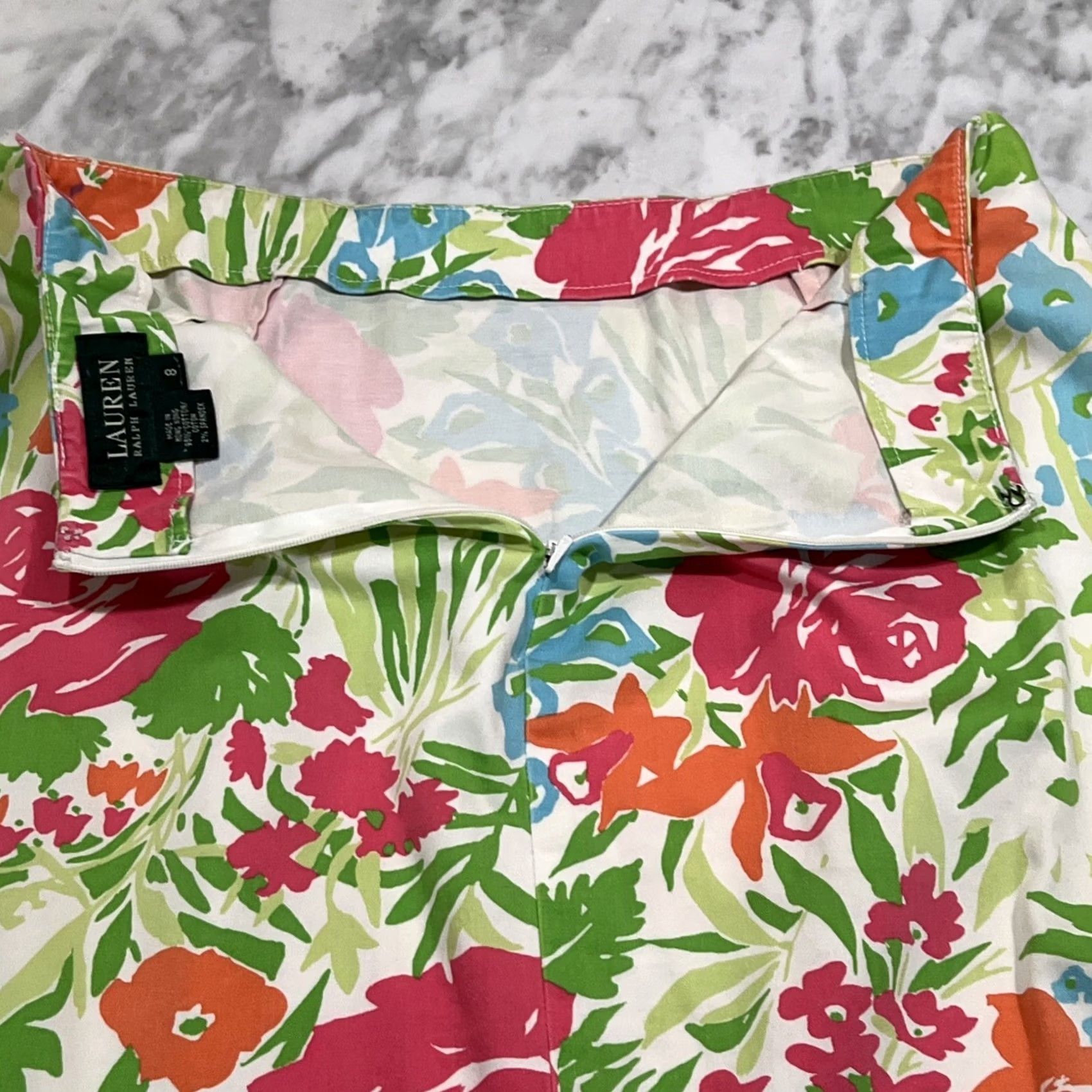Ralph Lauren Lauren Ralph Lauren Skirt Women’s 8 Floral Back Zipper Cotton Spandex Short Multicolor Size 30" / US 8 / IT 44 - 5 Thumbnail