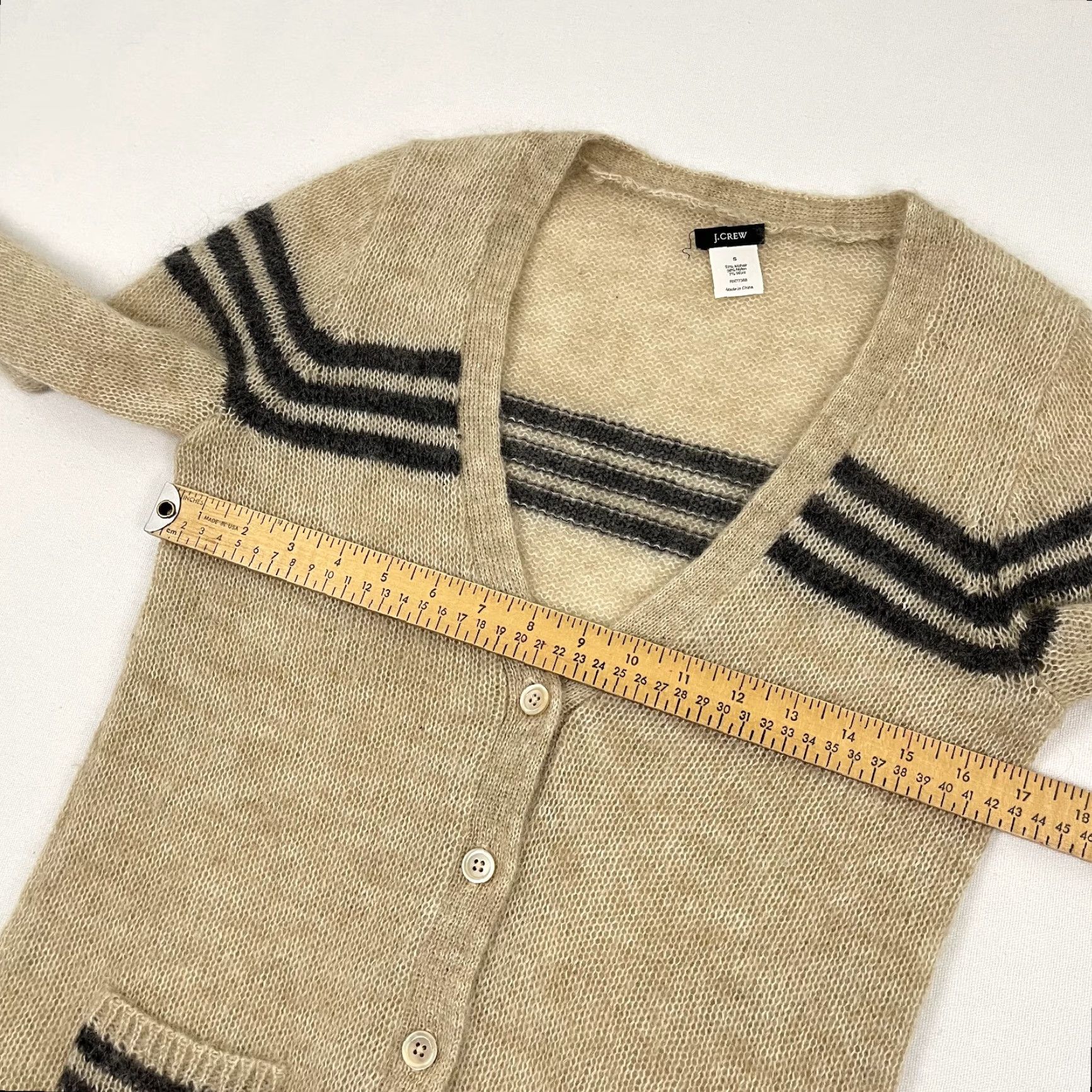 J. Crew Cardigan Sweater Women Small Brown Mohair Wool Preppy Old Money Academia