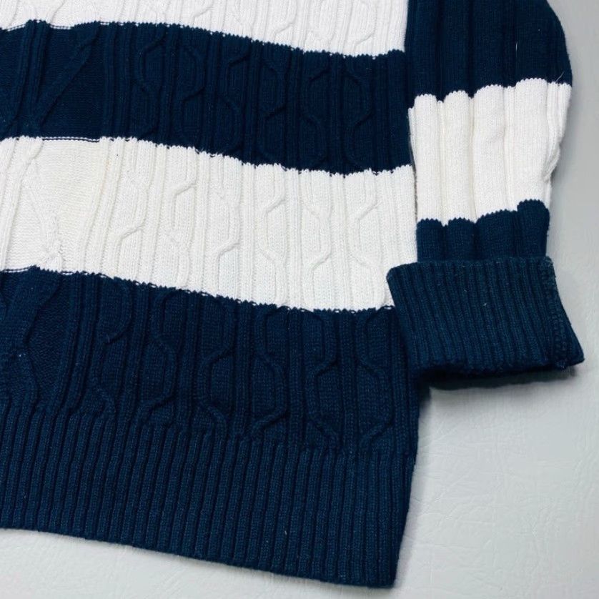 Nautica Nautica Sweater Mens 2XL Navy Blue White Cable Knit Fisherman Coastal Preppy Size US XXL / EU 58 / 5 - 4 Thumbnail