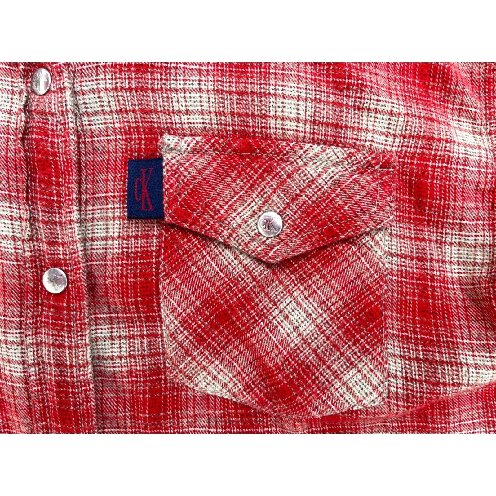 Calvin Klein VINTAGE Calvin Klein Women's Pearl Snap Western Shirt Plaid Sz M Red 90s with Pockets Size M / US 6-8 / IT 42-44 - 4 Thumbnail