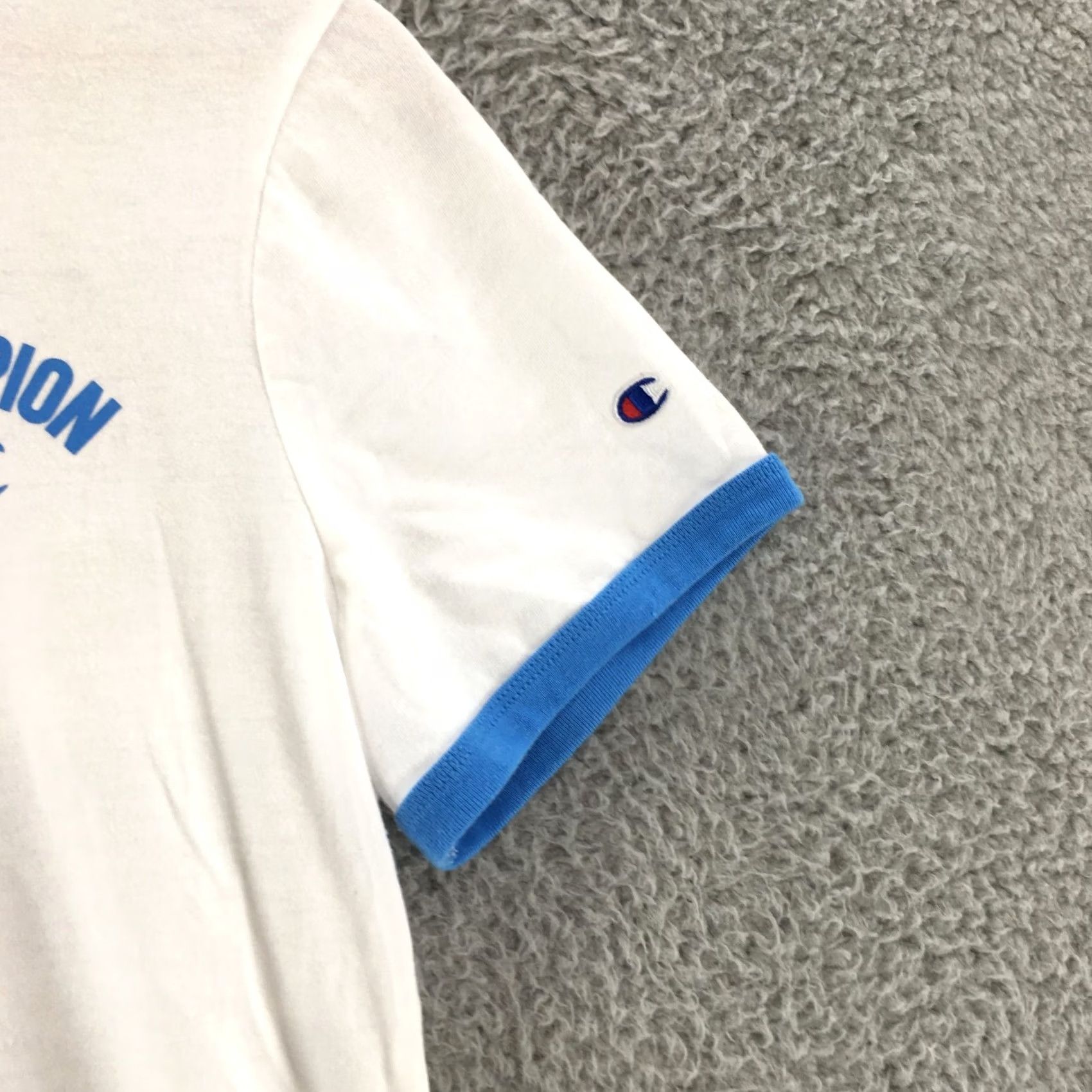 Champion Champion Basic Tee TShirt Womens Large White Blue Trim Cotton Blend Crew Neck Shirt Womens Large White Blue Trim Cotton Blend Crew Neck Size L / US 10 / IT 46 - 3 Thumbnail
