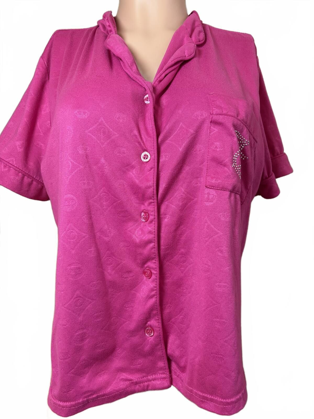 Juicy Couture Jeans Juicy Couture Pink Short Sleeve Button-Up Shirt. Large. Size L / US 10 / IT 46 - 2 Thumbnail