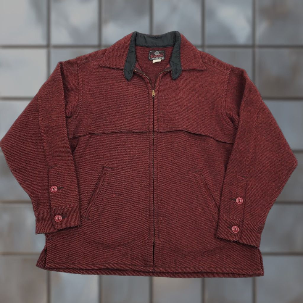 Johnson Woolen Mills VINTAGE Johnson Woolen Mills Red Black Herringbone Wool Full Zip Jacket 42 Mens Wool Coat Size US XS / EU 42 / 0 - 1 Thumbnail