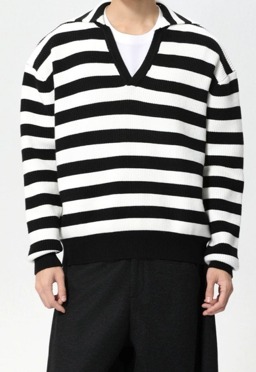 Other Men’s striped retro V-neck sweater Size US M / EU 48-50 / 2 - 1 Thumbnail