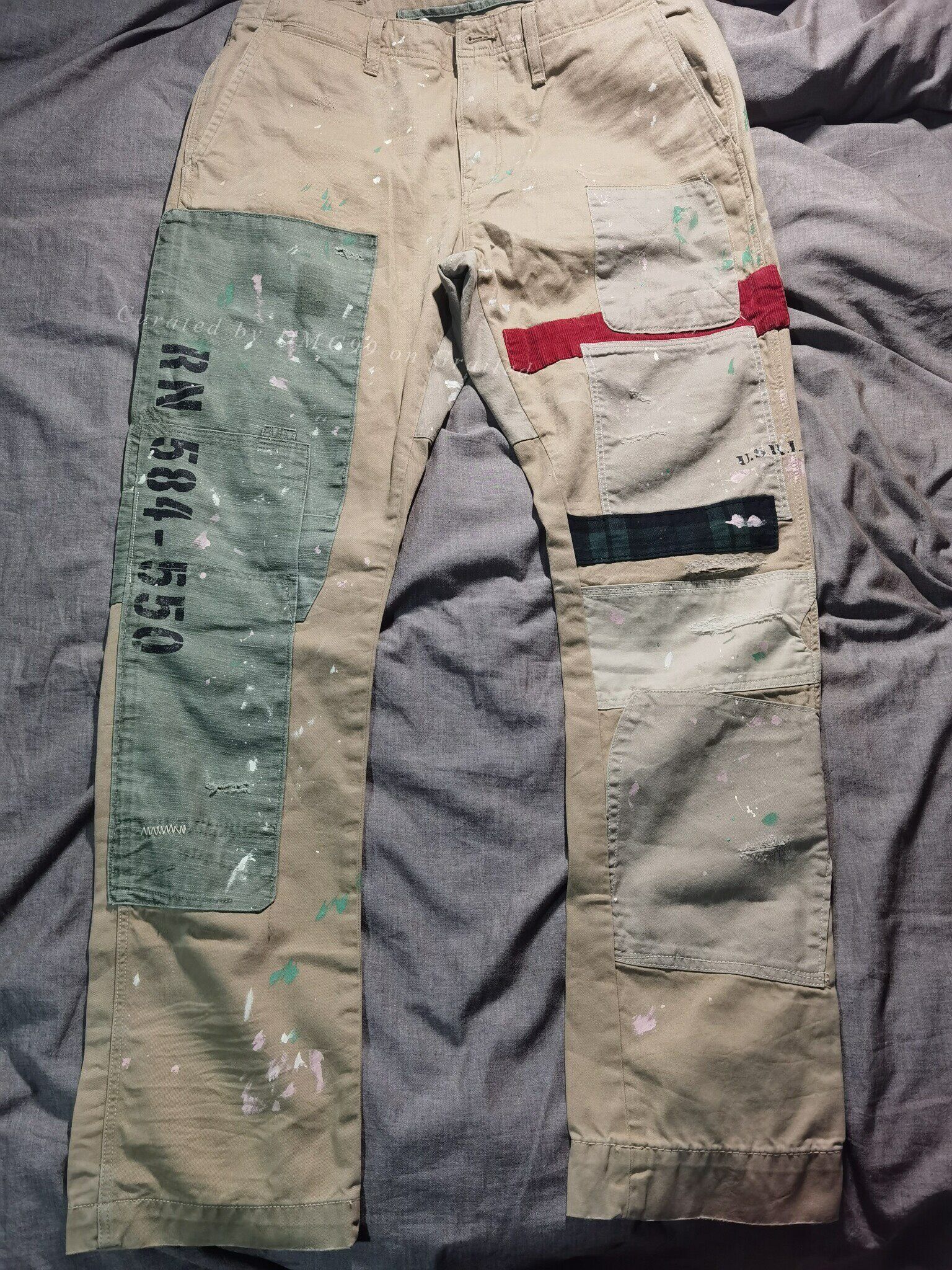 RRL Ralph Lauren Ralph Lauren Distressed Patch Sashiko Work Pants Size US 32 / EU 48 - 1 Thumbnail