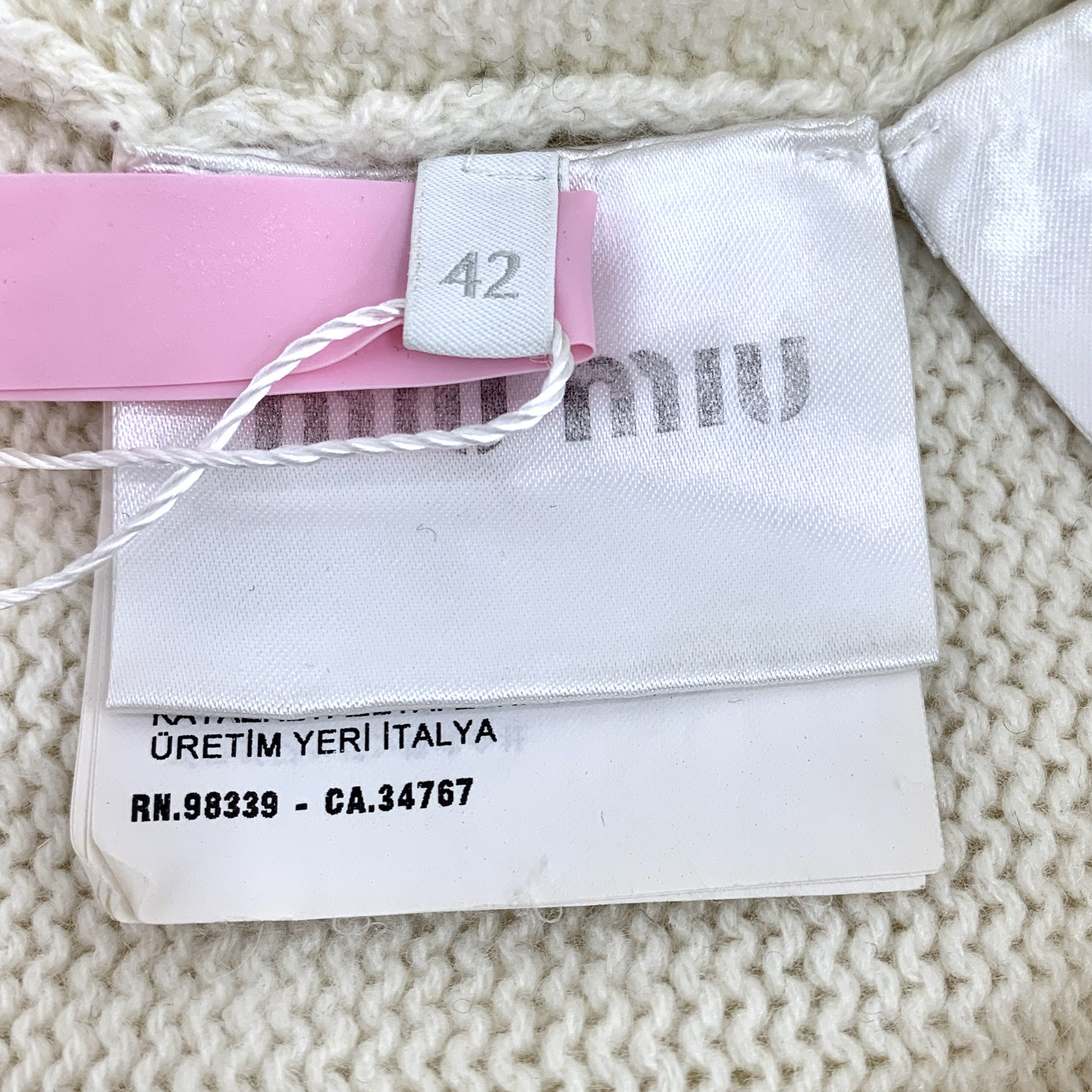 Miu Miu Miu Miu Sweater – Colorblock Logo Wool (Size 42) Size M / US 6-8 / IT 42-44 - 3 Thumbnail