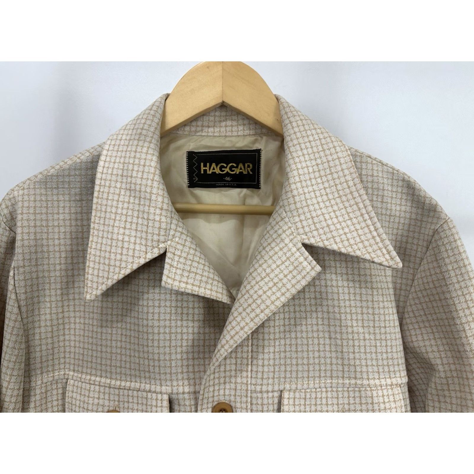 Haggar VTG 70s Haggar Men's Leisure Suit Shirt Jacket Striped Plaid Wide Collar 46 USA Narrow? Size US XXL / EU 58 / 5 - 4 Thumbnail