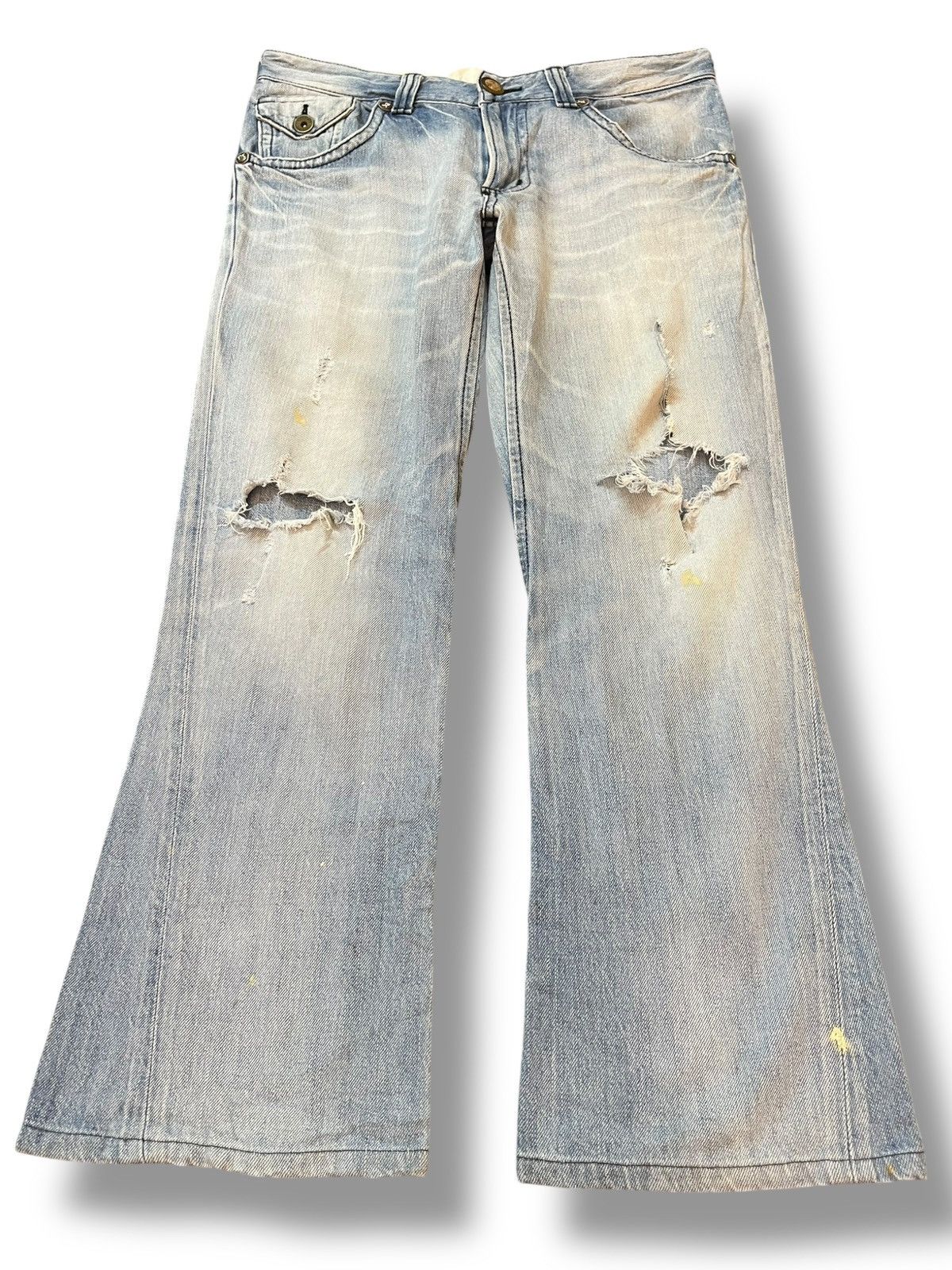 Edwin Vintage Edwin Blue Trip Flare Faded Distressed Denim Size US 35 - 1 Thumbnail