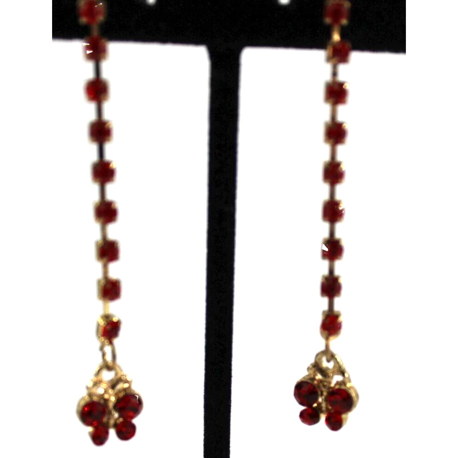 Other Vintage Red Rhinestone Dangle Earrings • Butterfly • 2-1/2" Size ONE SIZE - 3 Thumbnail