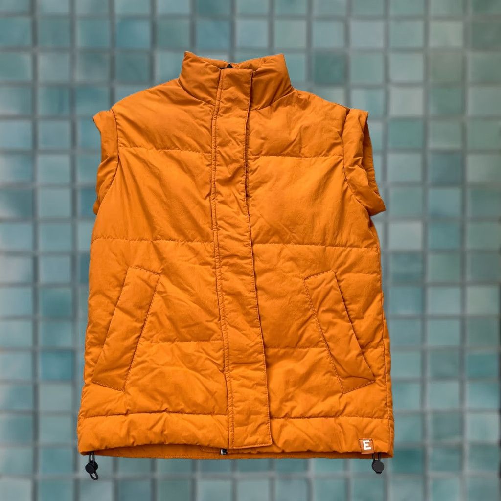 Everlane Everlane Vest Mens XXS Orange Nylon Puffer Full Zip Insulated Coat Jacket Short Stand-Up Collar Size US XXS / EU 40 - 1 Thumbnail