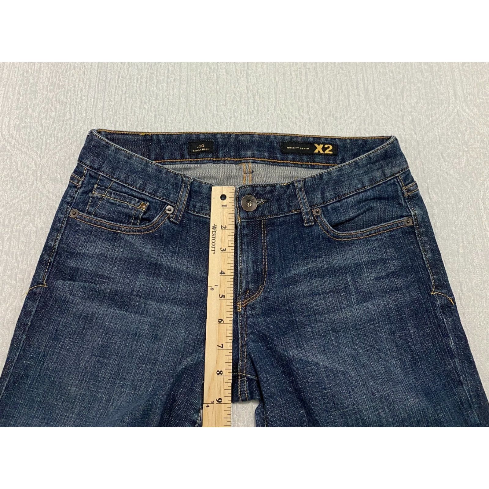 Vintage X2 Quality Denim Jeans Bootcut 5-Pocket Pockets Womens Size 8 Blue Denim Embroidered Stella Emerging Size 24" / US 00 / IT 34 - 4 Thumbnail