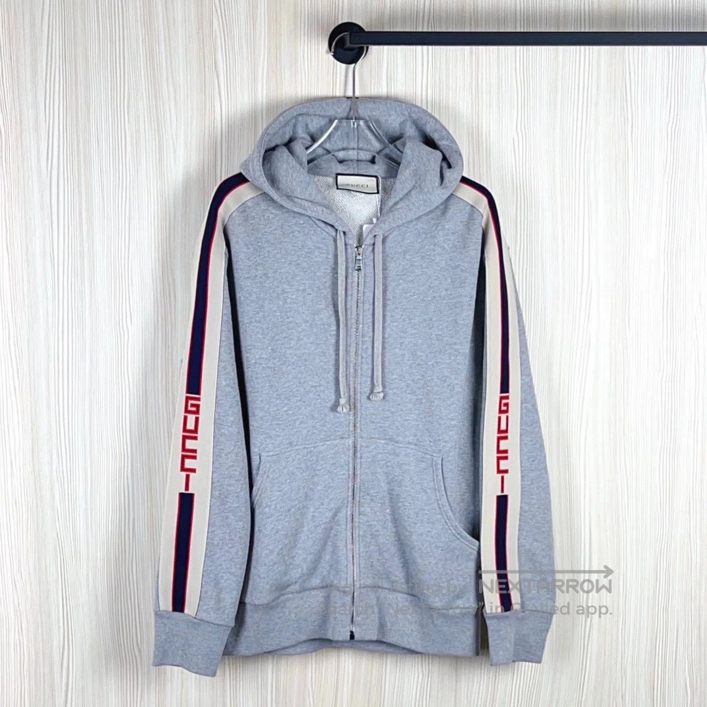 Gucci gucci gray zip-up hoodie with logo stripes. Size US XL / EU 56 / 4 - 1 Thumbnail