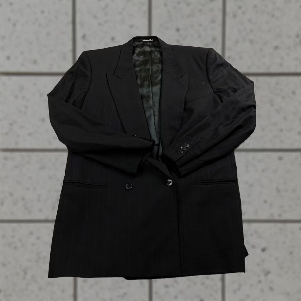 Giorgio Armani VTG Giorgio Armani Blazer Mens 42 Black Wool Peak Sport Coat Suit Jacket Italy Size 42R - 1 Thumbnail
