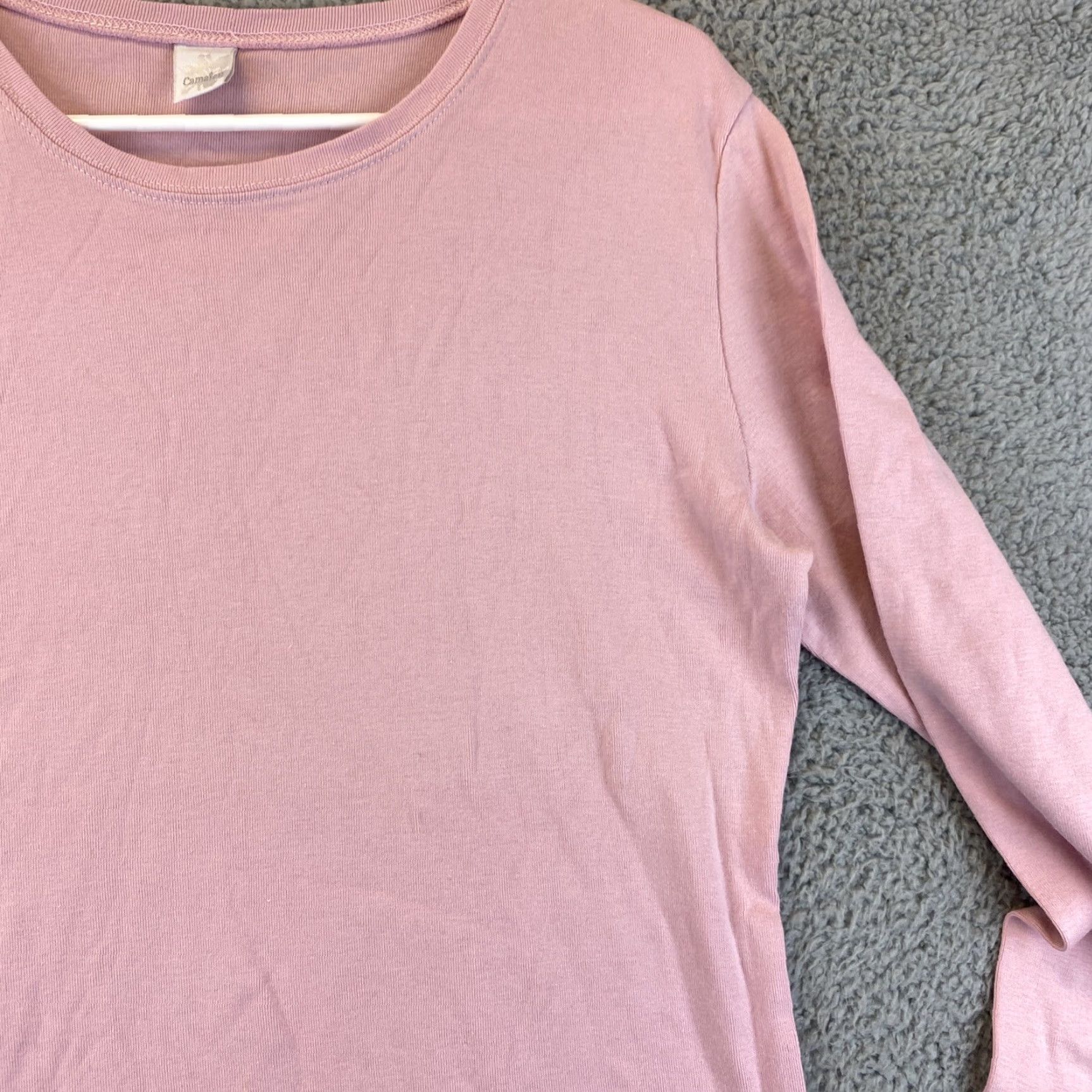 Vintage Women's Basic Long Sleeve Top Stretchy T-Shirt Plain Cotton USA 7 Pink / 39-17 Size M / US 6-8 / IT 42-44 - 2 Thumbnail