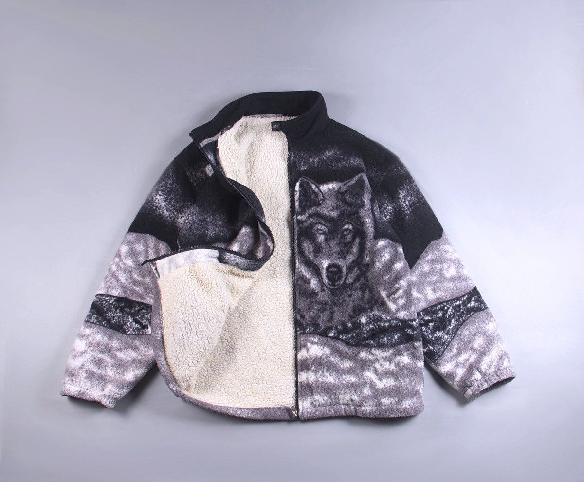 Vintage Vintage Dog Wolf All Over Print Animal Jacket Fleece L Size US L / EU 52-54 / 3 - 4 Thumbnail
