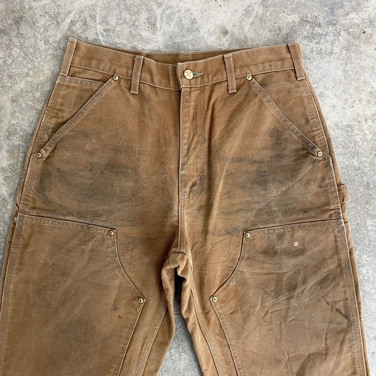 Carhartt VTG Carhartt Double Knee Faded Tan Dirty Carpenter Pants Size US 29 - 5 Thumbnail