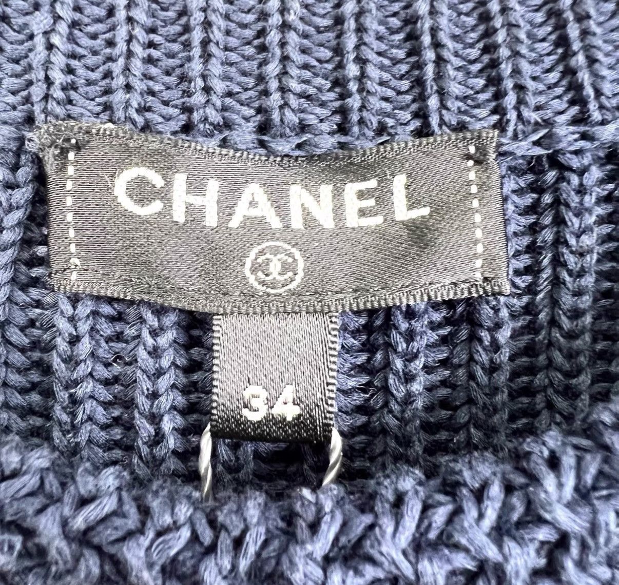 Chanel Chanel Navy Blue Mid-Sleeve Waist Knit Sweater K12 Size XXS / US 00 / IT 34 - 4 Thumbnail