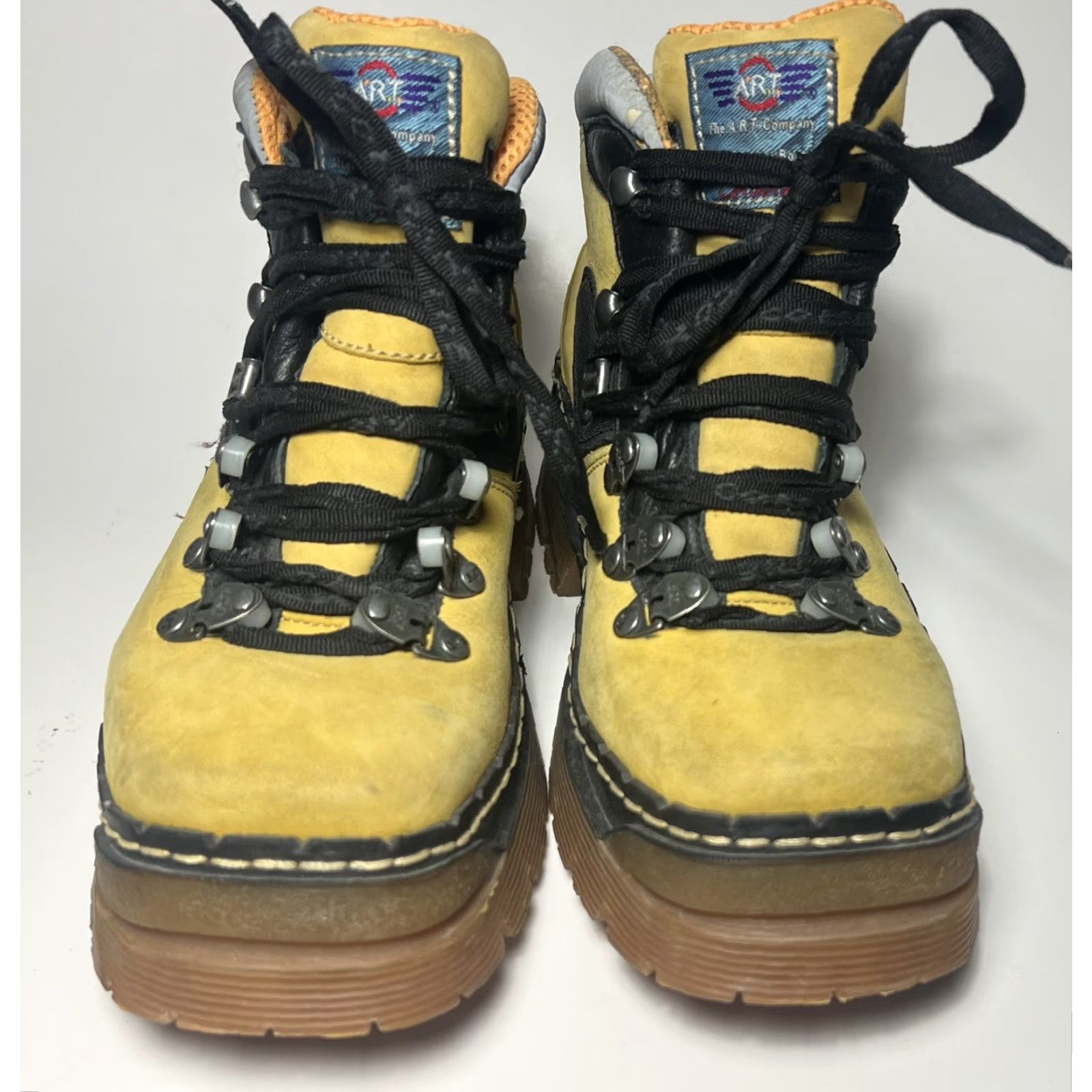 Vintage VINTAGE The Art Company Boots Platform Mens 5.5 Women 7 38 E Buckle Leather Yellow Round Toe Ankle Boot Size US 6 / IT 36 - 4 Thumbnail