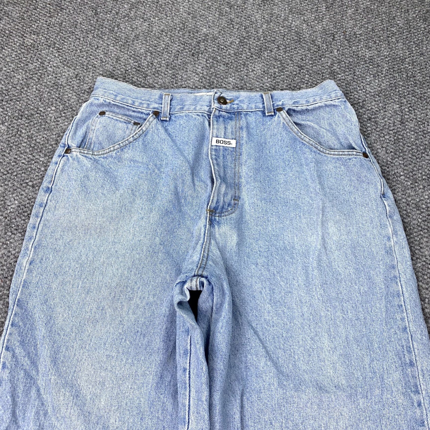 Hugo Boss VINTAGE HUGO BOSS Jeans Men 32x28 Denim Straight Leg Distressed Frayed Hem Made USA 90s Size US 32 / EU 48 - 2 Thumbnail