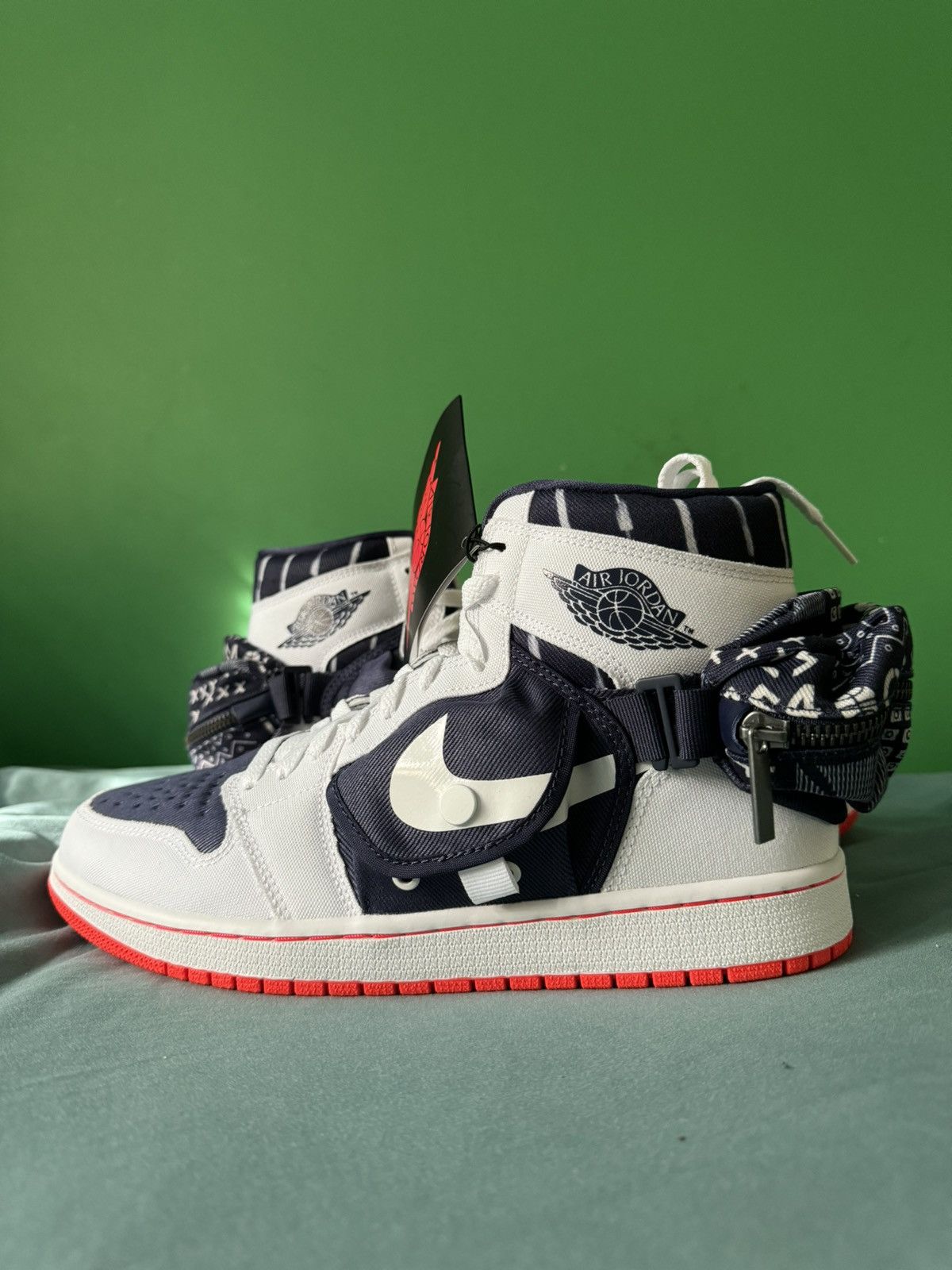 image of Nike Air Jordan 1 High OG Utility Quai 54 2022 Shoes in White, Men's (Size 10)
