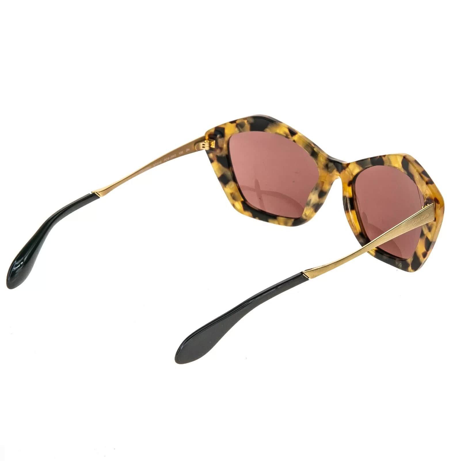 Miu Miu MIU MIU 02O Antique Gold Havana Red Cat Eye Geometric SMU02O Size ONE SIZE - 7 Thumbnail