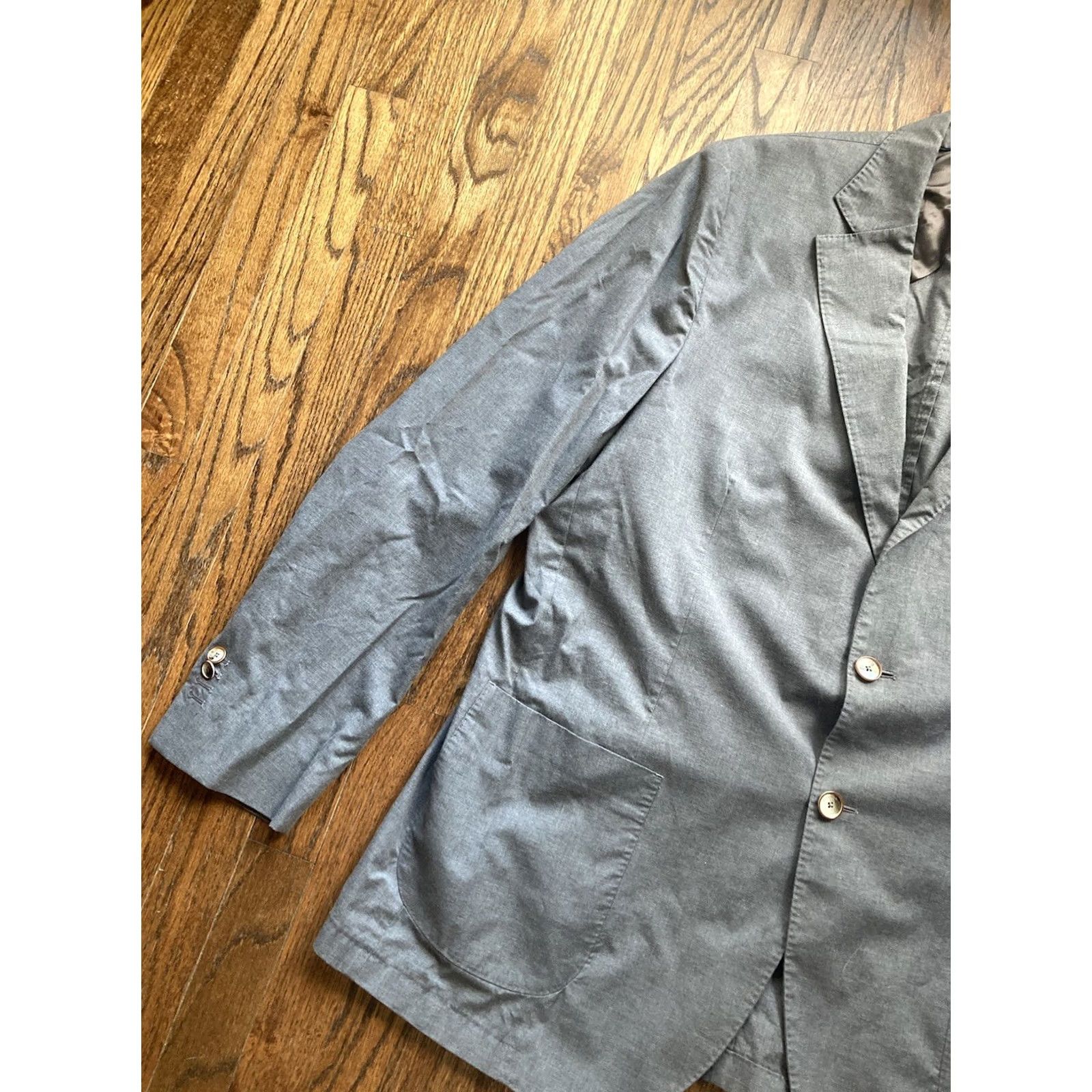 Massimo Dutti Massimo Dutti Blazer Mens Size 48 Gray Unstructured Cotton Lightweight Jacket Size 48R - 2 Thumbnail
