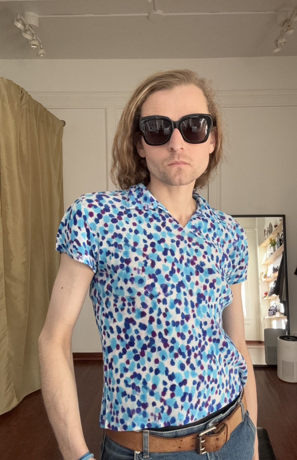 Pleats Please Issey Miyake PLEATS PLEASE Polka Dot Splatter Print Polo Size M / US 6-8 / IT 42-44 - 12 Thumbnail