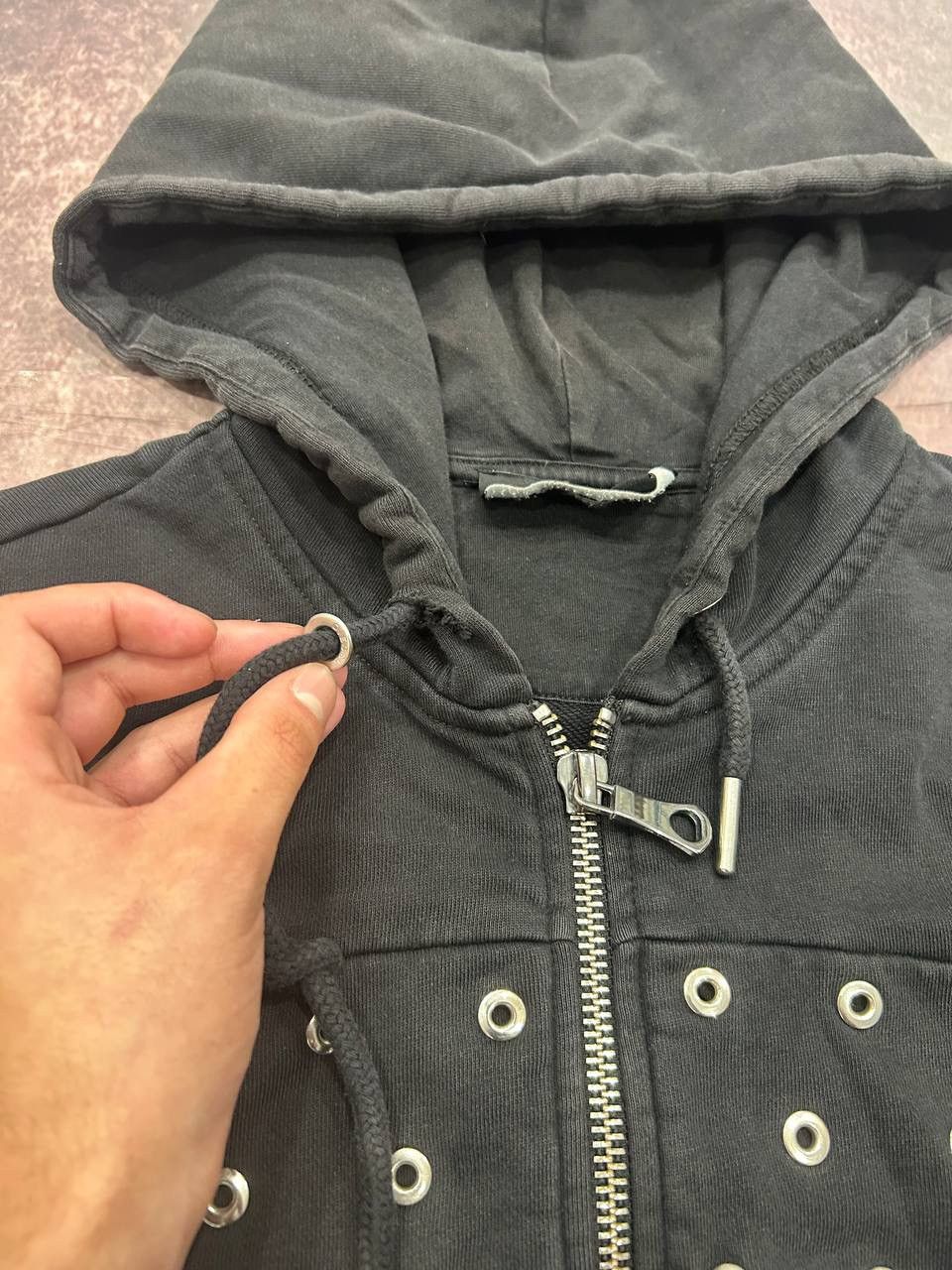 Diesel Diesel Black Eyelet Hoodie – Grommet Detail Japanese Style Size US XL / EU 56 / 4 - 6 Thumbnail
