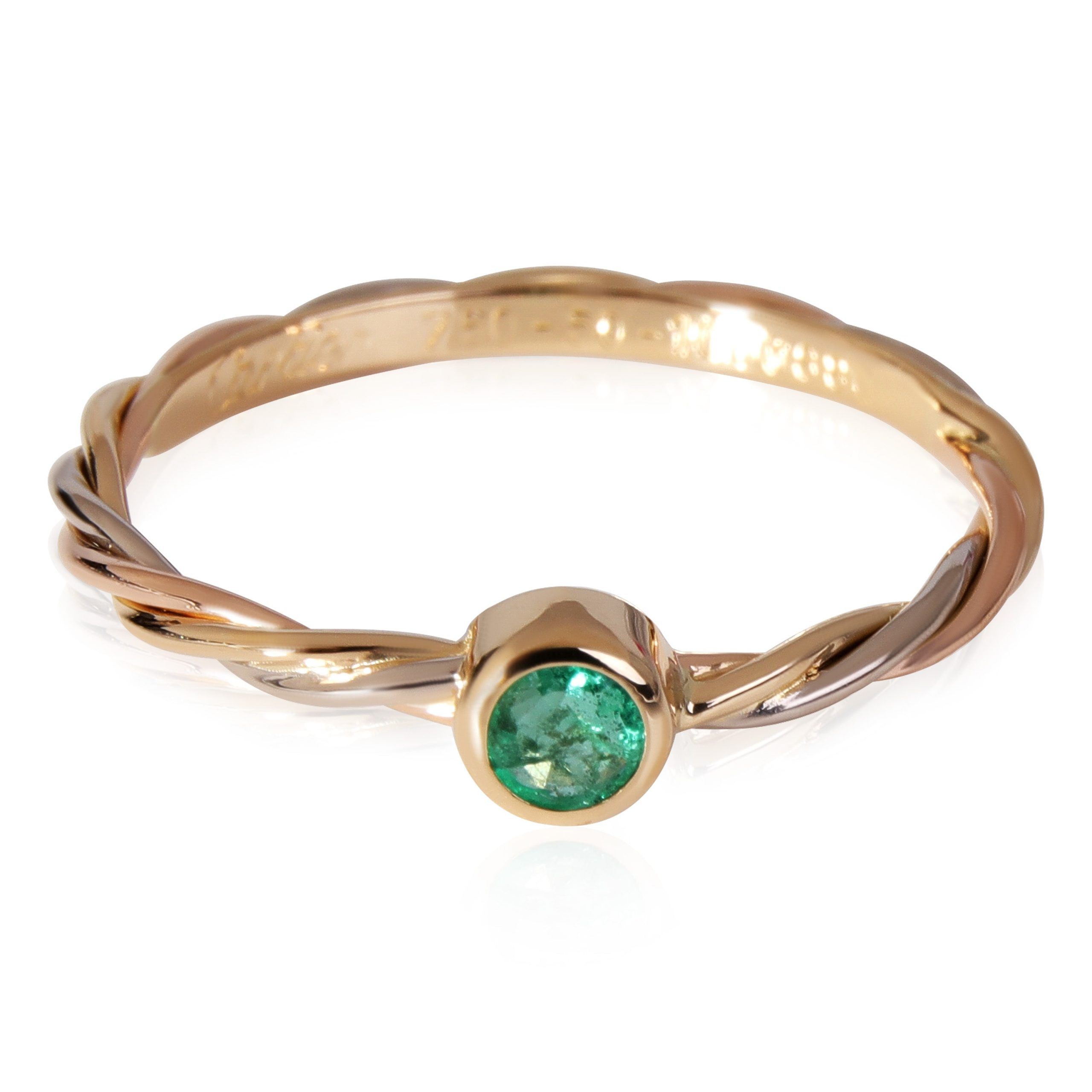 Cartier Twist Ring With Emerald in 18K Tri-Color Gold