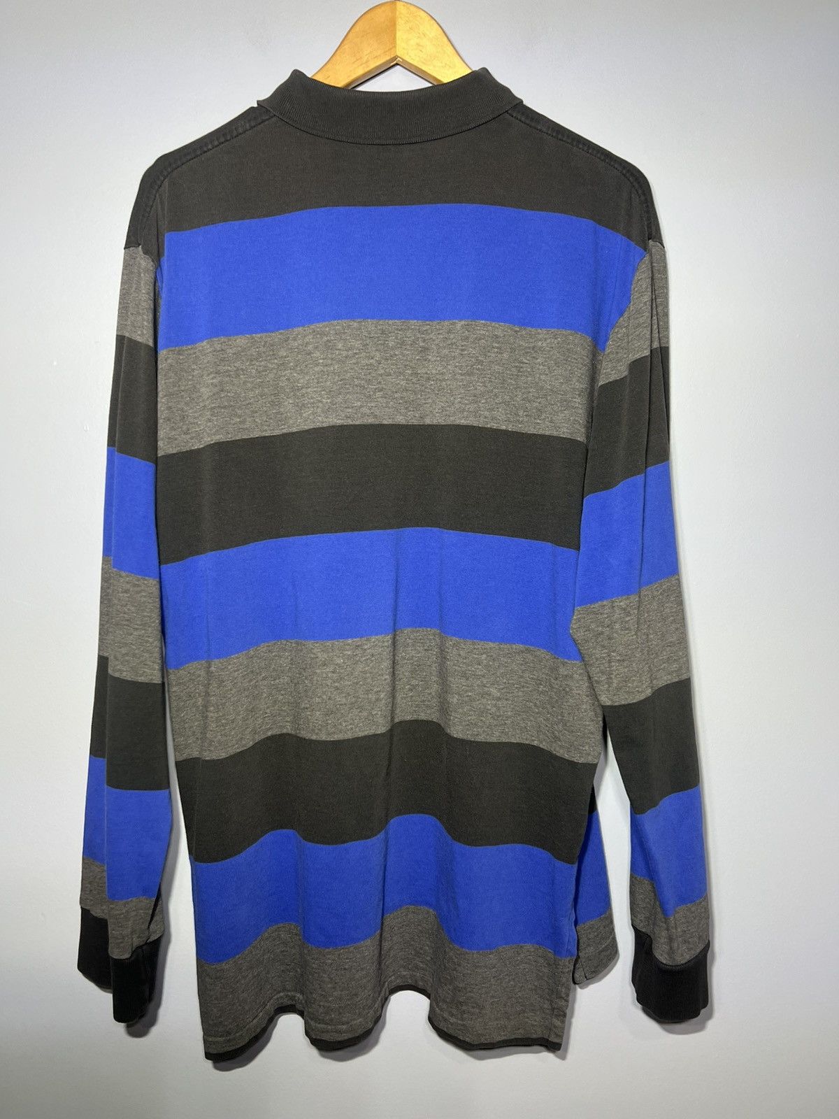 Polo Ralph Lauren VTG Polo Ralph Lauren Rugby Sz L Blue Gray Black Stripe Size US L / EU 52-54 / 3 - 4 Thumbnail