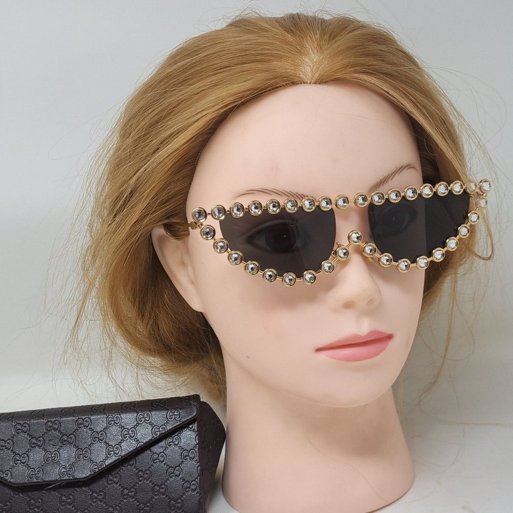 Gucci Gucci Hollywood Forever Sunglasses Crystals Gold Cat Eye GG Size ONE SIZE - 7 Thumbnail
