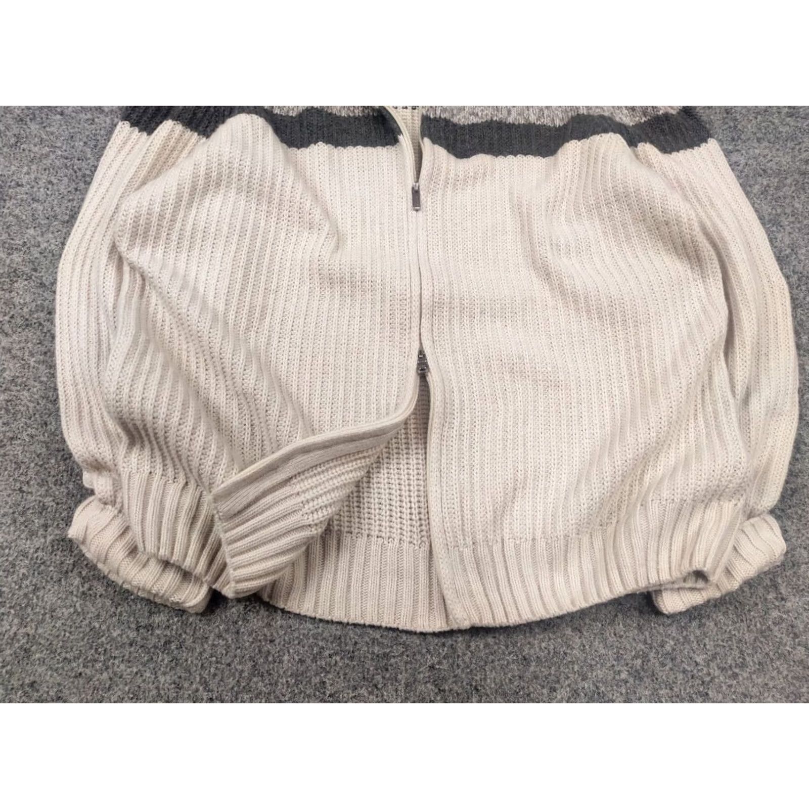 Vintage Boggi Milano Italy cashmere blend Full Zip Knit Beige Jumper Size US L / EU 52-54 / 3 - 3 Thumbnail