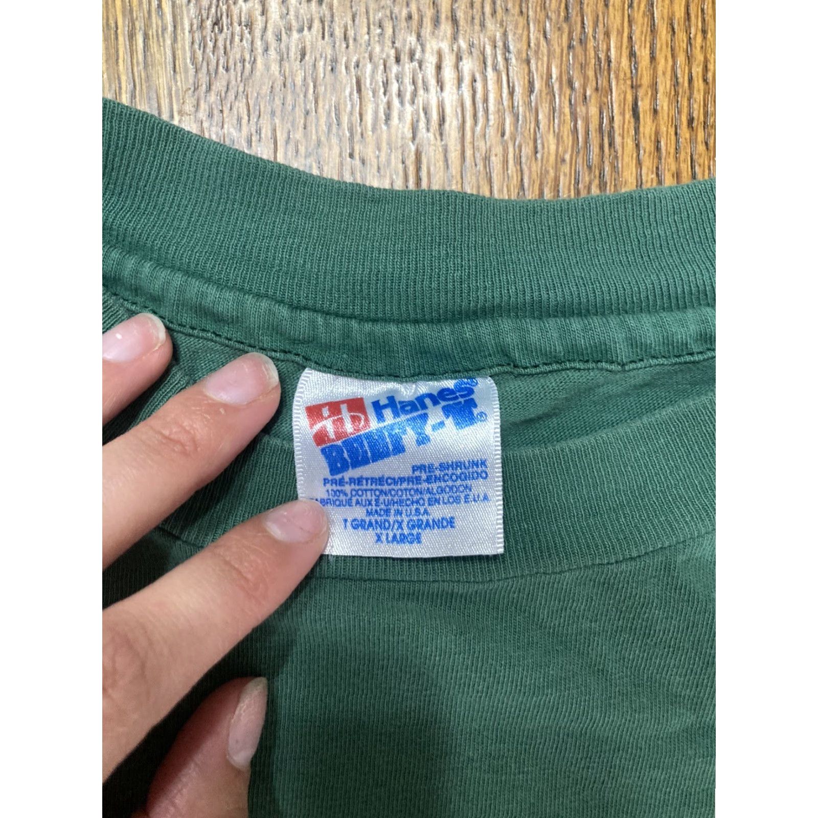 Hanes VINTAGE NC STATE University T-Shirt XL Men Green 80s 90s Frat Ivy Hanes Cotton Single Stitch Faded Grunge Size US XL / EU 56 / 4 - 6 Thumbnail