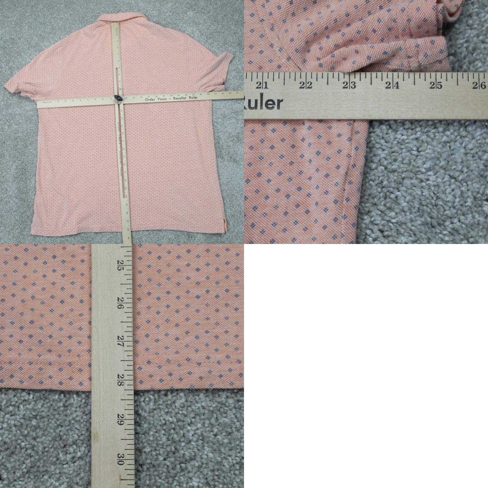 Jos. A. Bank Jos A Bank Polo Shirt Mens XL Pink Geometric Cotton S/S Button-Down Regular Fit Size US XL / EU 56 / 4 - 8 Thumbnail