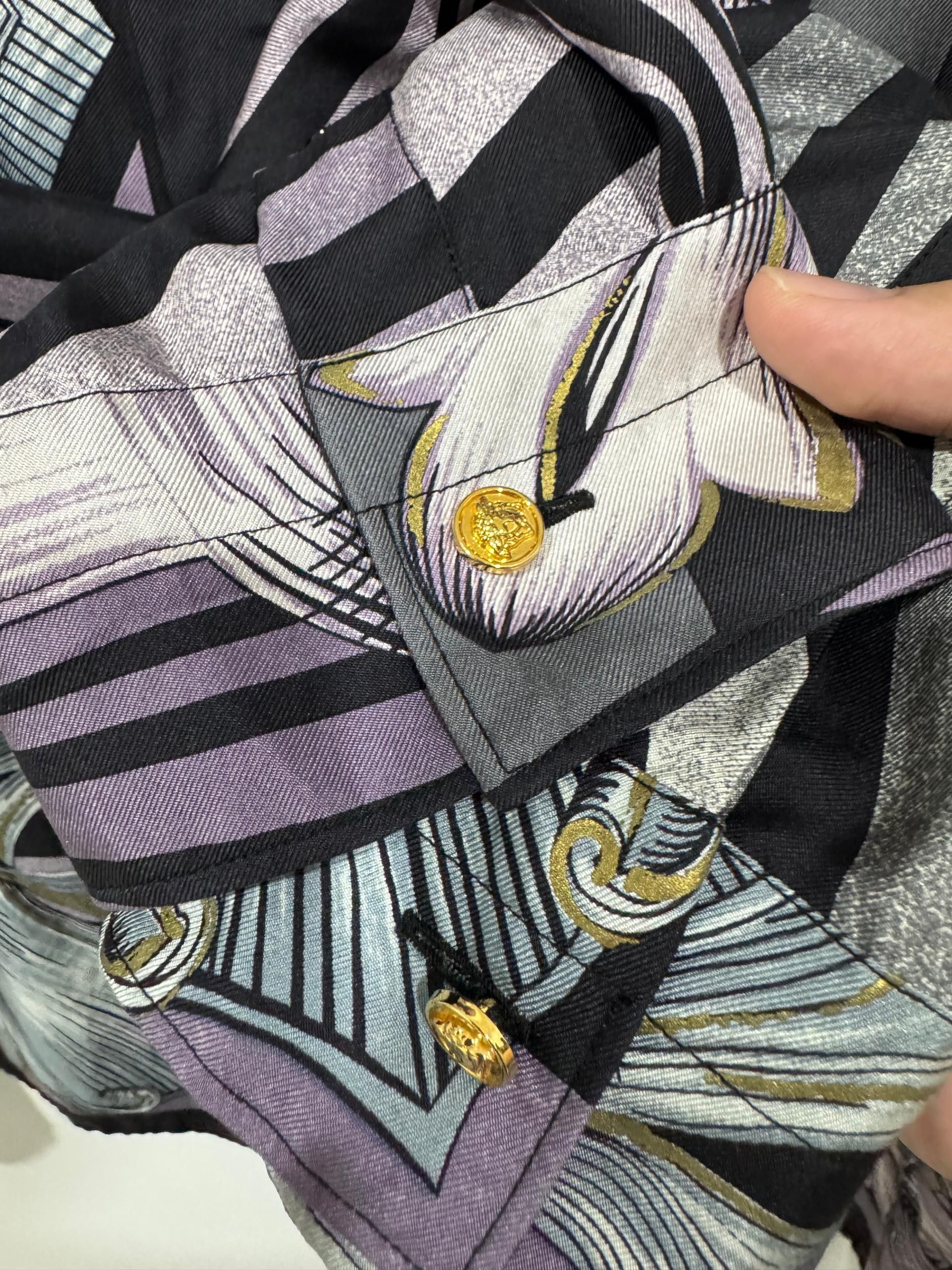 Versace Rare! Versace Baroque Printed Silk Regular Shirt Size US XL / EU 56 / 4 - 6 Thumbnail