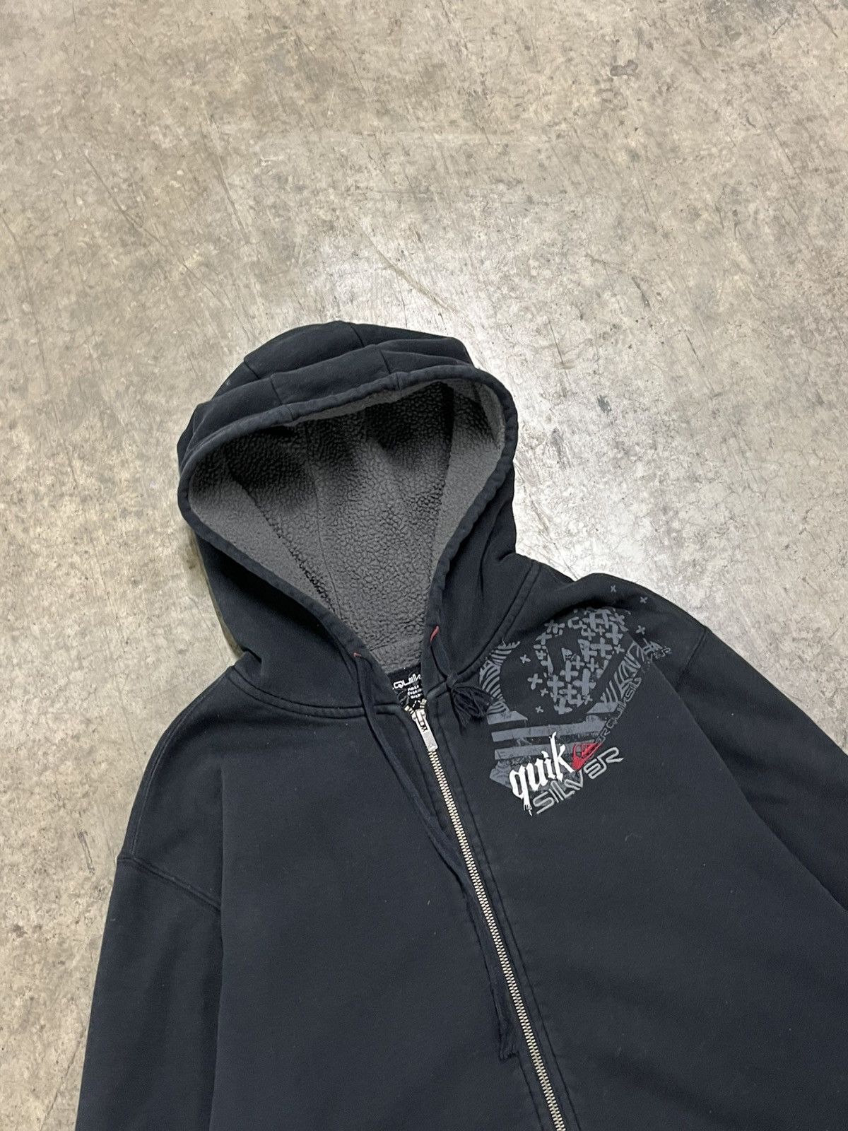Quiksilver × Vintage Quicksilver y2k Sherpa lined zip up hoodie skater streetwear Size US L / EU 52-54 / 3 - 3 Thumbnail