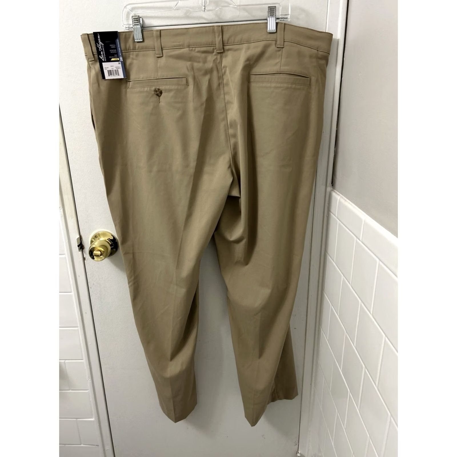 Hogan Ben Hogan Performance Pants Mens 42x30 Khakis Tan Beige Stretch Moisture Wicking UPF50 Zipper Button Flat Front 5-Pocket Travel Workwear Casual Golf Size US 42 / EU 58 - 2 Thumbnail