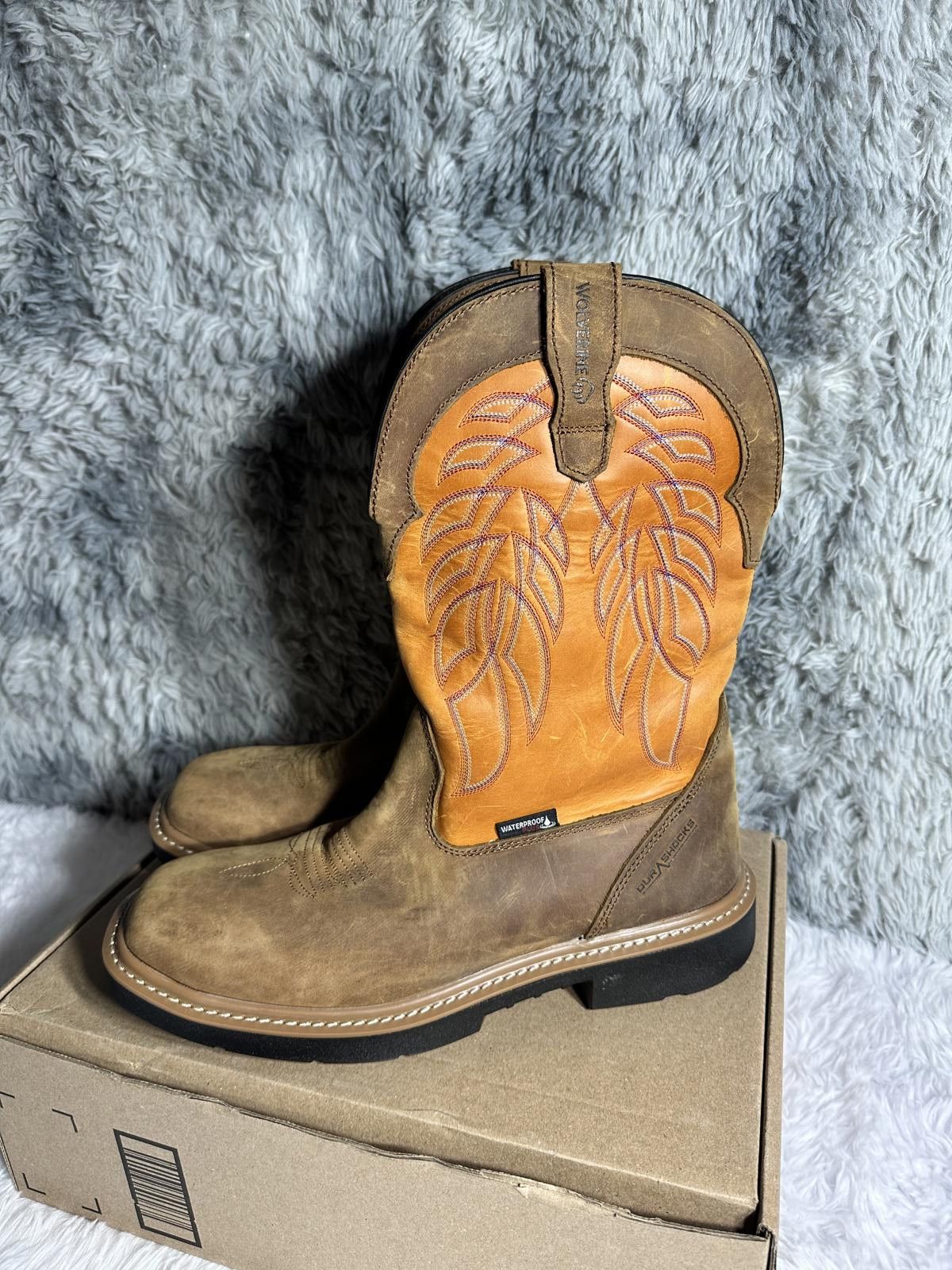 Durango Wolverine Men's Waterproof Western Work Boots Brown and Tan Size ONE SIZE - 1 Thumbnail
