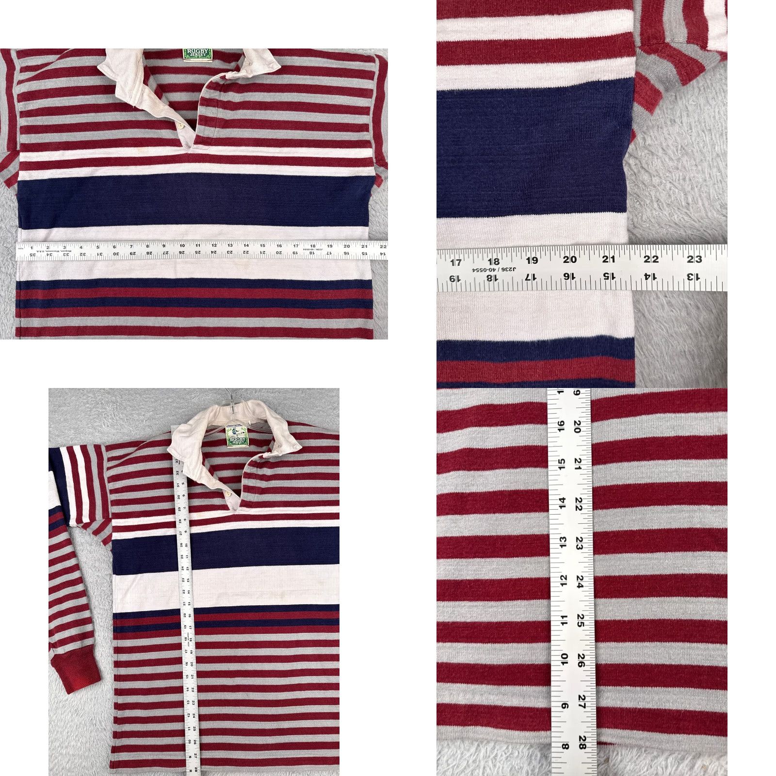 Lands' End Lands End Polo Shirt Men XL Red Blue Gray Stripe Long Sleeve Size US XL / EU 56 / 4 - 8 Thumbnail