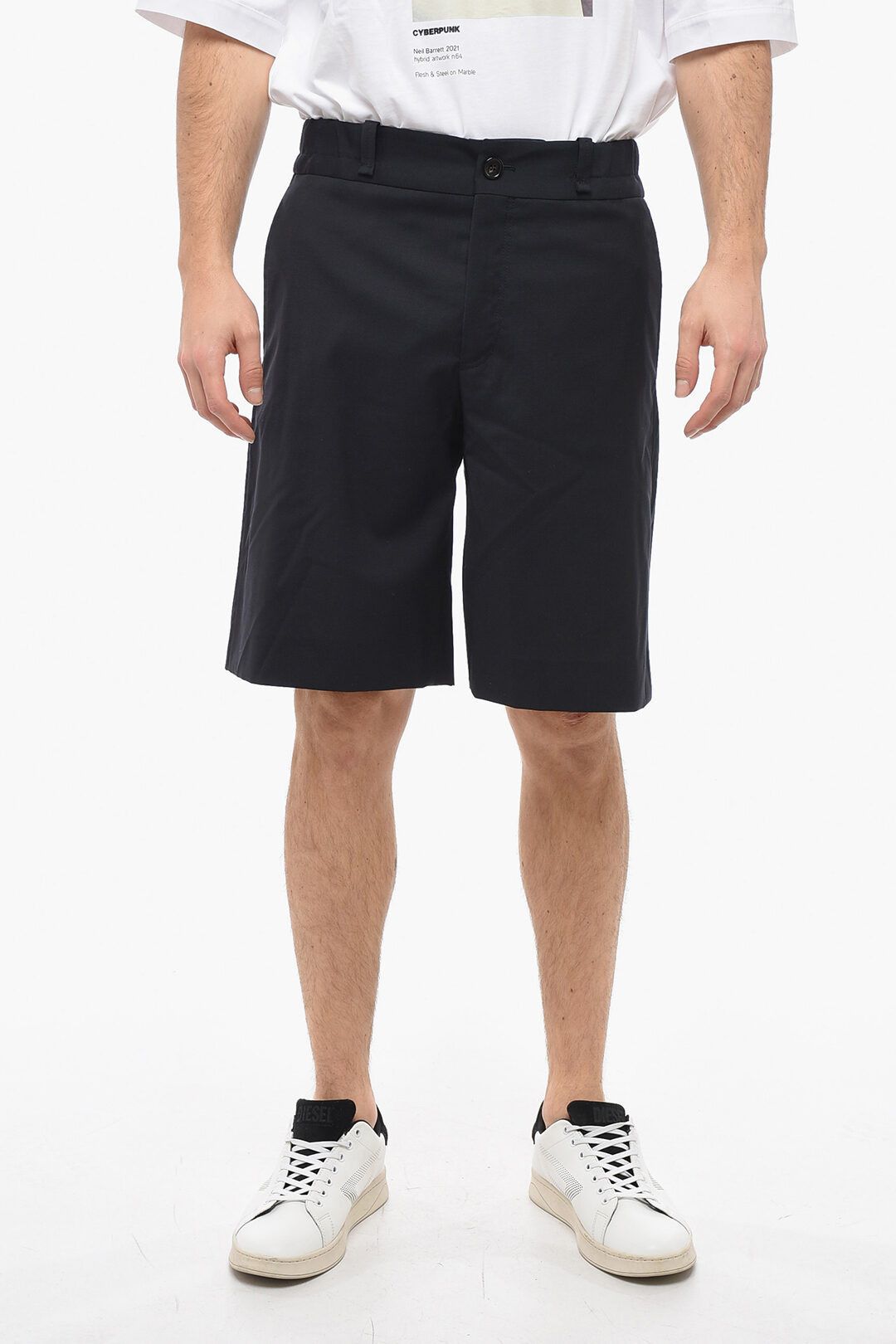 image of Lanvin Og1Mm0424 4-Pocket Wool Short In Blue, Men's (Size 30)